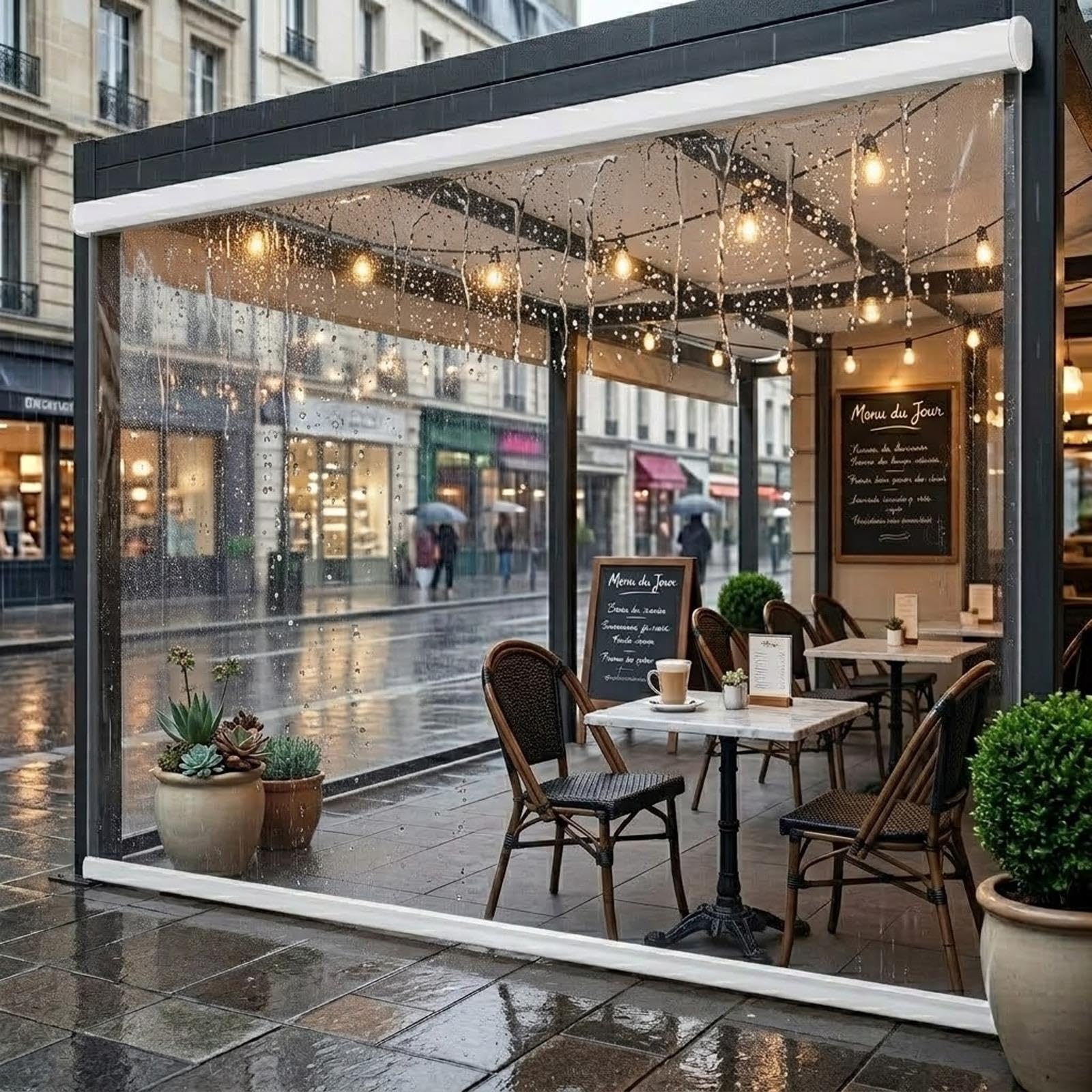 Store Enrouleur Transparent en PVC, Volets Roulants Extérieur pour Pergola