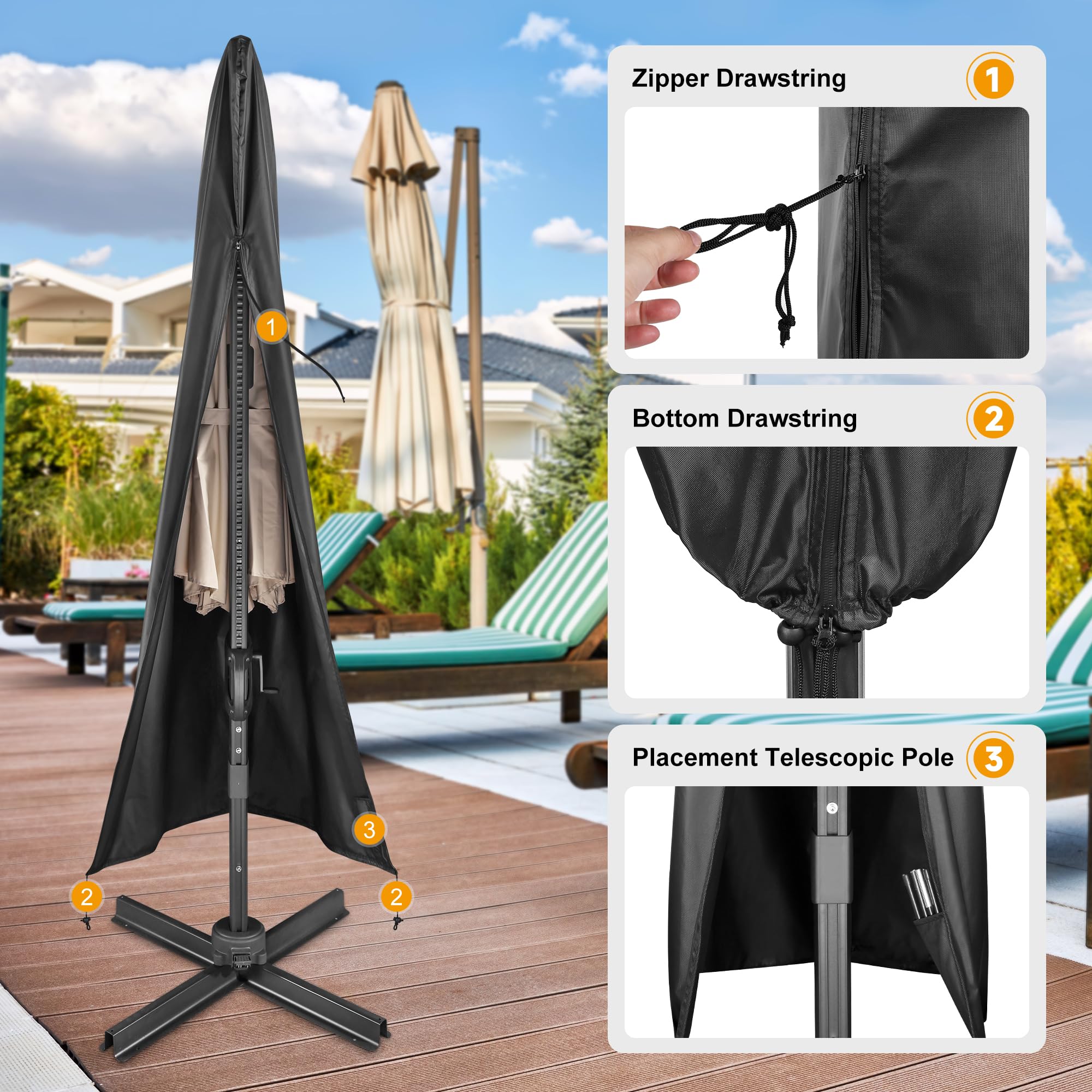 AckMizz Solar Patio Umbrella Cover