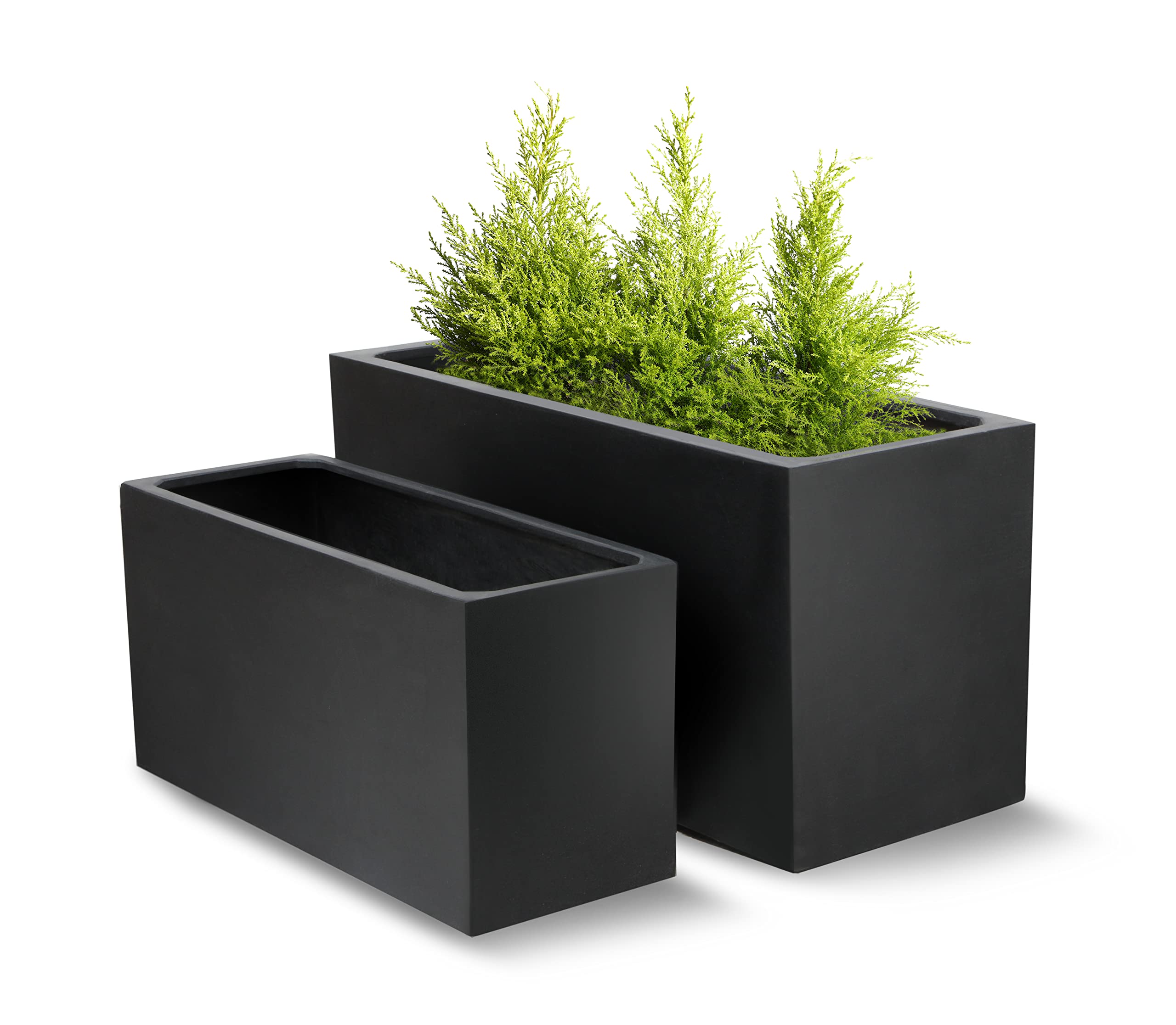 Primrose Black Polystone Outdoor Rectangular Trough Planter Small 80Cm X 30Cm (31.5In X 11.8In)