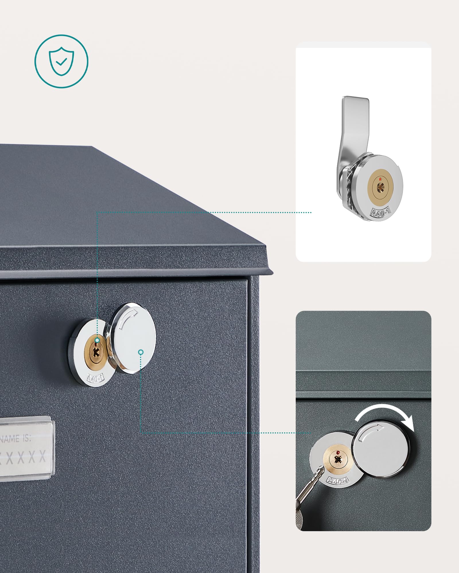 ARREGUI Armor E6905 Design Brievenbus van Verzinkt Staal met Krantenrol | Brievenbus met Krantenbus | Formaat M (DIN A4) | Modern Wandbrievenbus met Krantenbox en Beschermklep | Antraciet en RVS