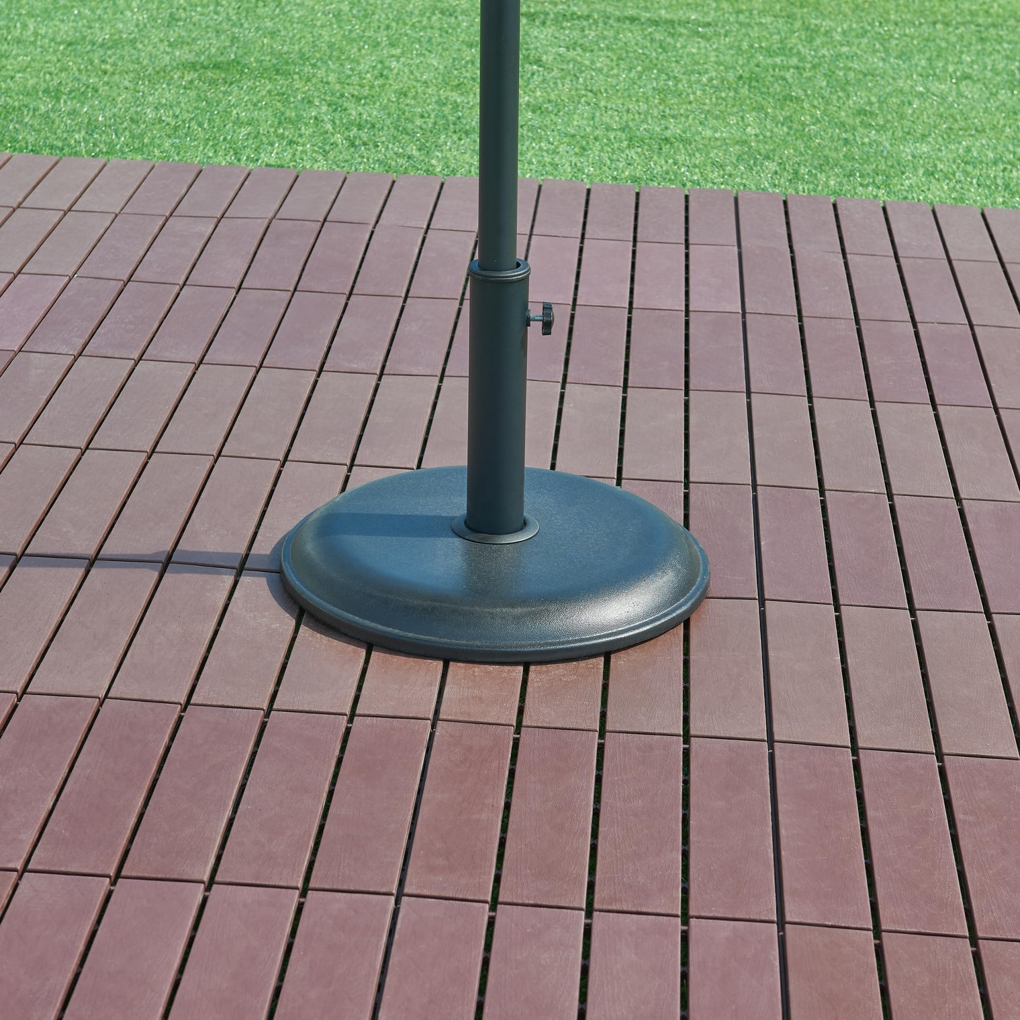 casa.pro Pied de Parasol Rond avec Adaptateurs 34/39/49/55 mm Fixation Facile Couche de Protection Résistant aux Intempéries Style Intemporel Béton Fer 45 x 5 cm Noir