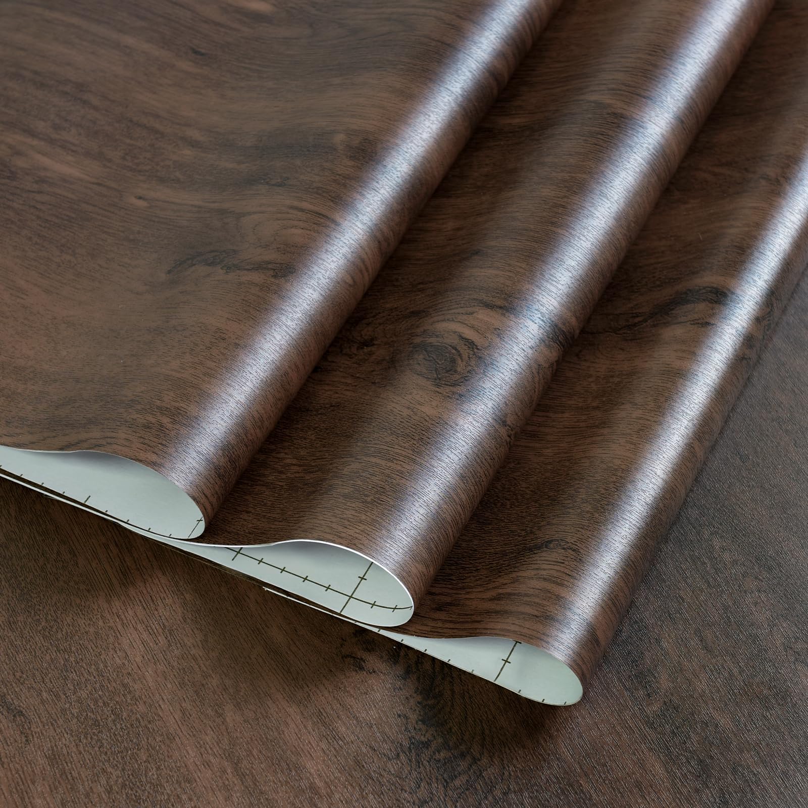 48x197inch Extra Wide Brown Wood Peel and Stick Wallpaper Walnut Contact Paper Dark Wood Grain Vinyl Wrap Air Guide Slot Design Matte Thickened