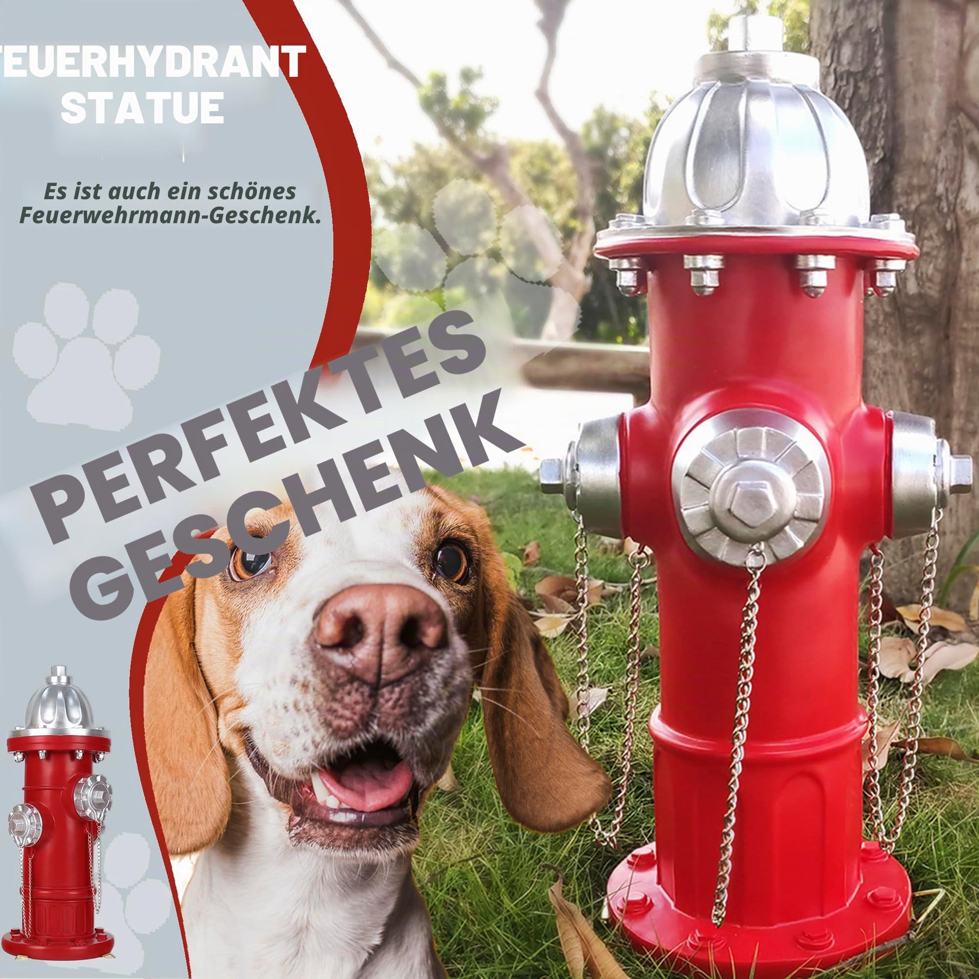Hunde-Feuerhydrant-Pfosten, Welpen-Urinier, Trainingsstatue, für Innenausstattung, Hof, Kunst, Garten, Rasen, Feuerwehrmann-Geschenk (36,8 cm)