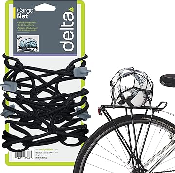 Small Cargo Net by Delta Cycle - Expandable Bungee Net with Hooks Stretches to 22" x 22" - Bike Cargo Net Keeps Your Gear Tightly in Place for Bikes & Kayaks