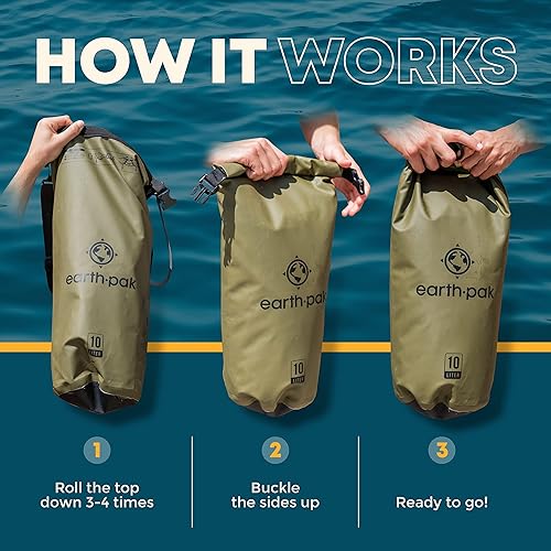 Miniatura 3 de Earth Pak Bolsa seca impermeable - Mochila impermeable con parte superior enrollable (naranja 5L y camuflaje 20L)