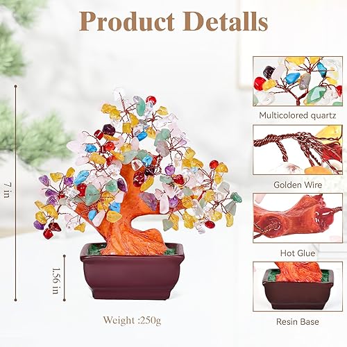 Miniatura 3 de Árbol de Dinero de Cristal de Cuarzo Feng Shui Estilo Bonsái Multicolor para Suerte y Riqueza