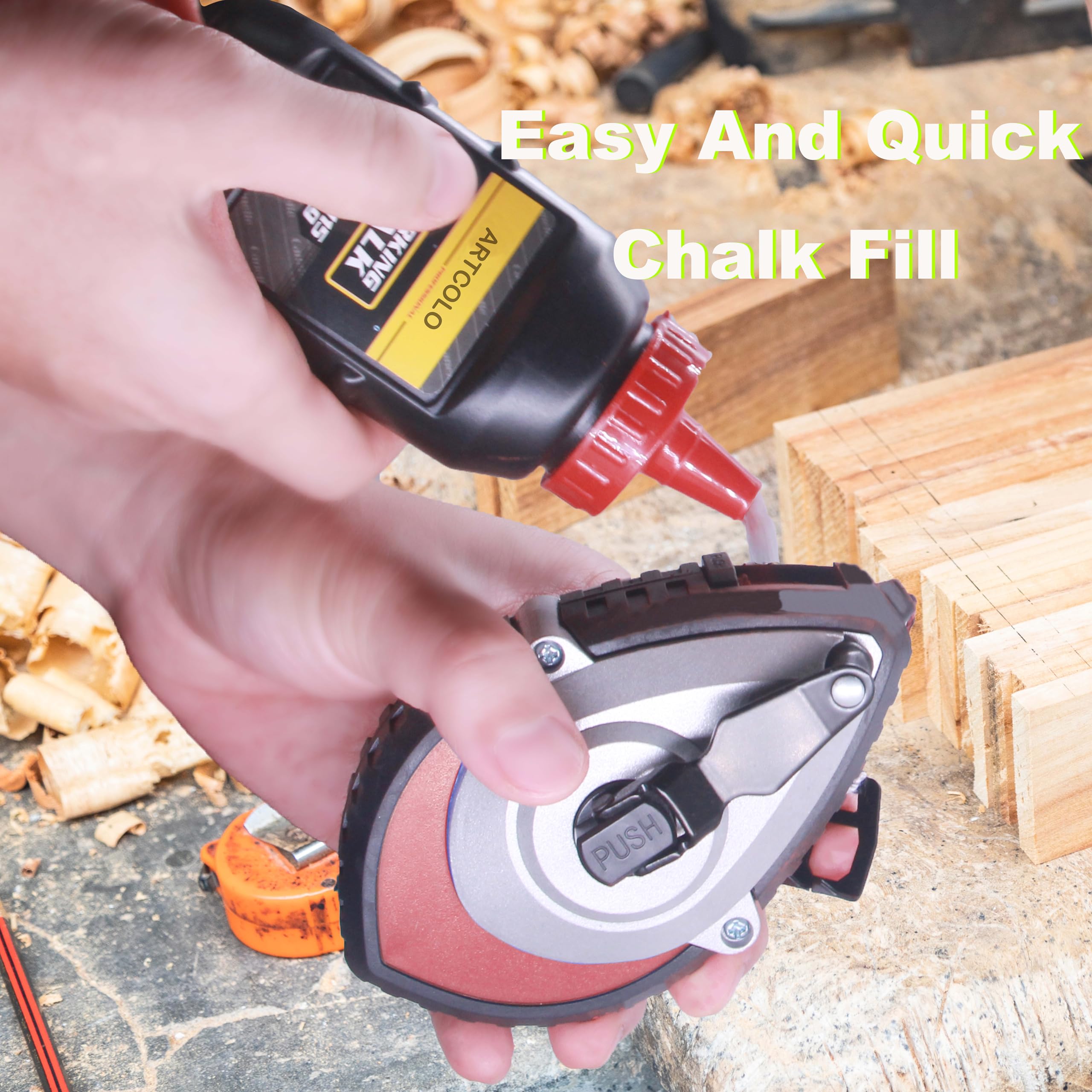 Chalk Reel kit - Six Gear Quick Retrieval Chalk Lines,100ft Line Included in Chalk Box,4oz Red Chalk Powder,Wire Box is Made of Aluminum — Amazon image 5