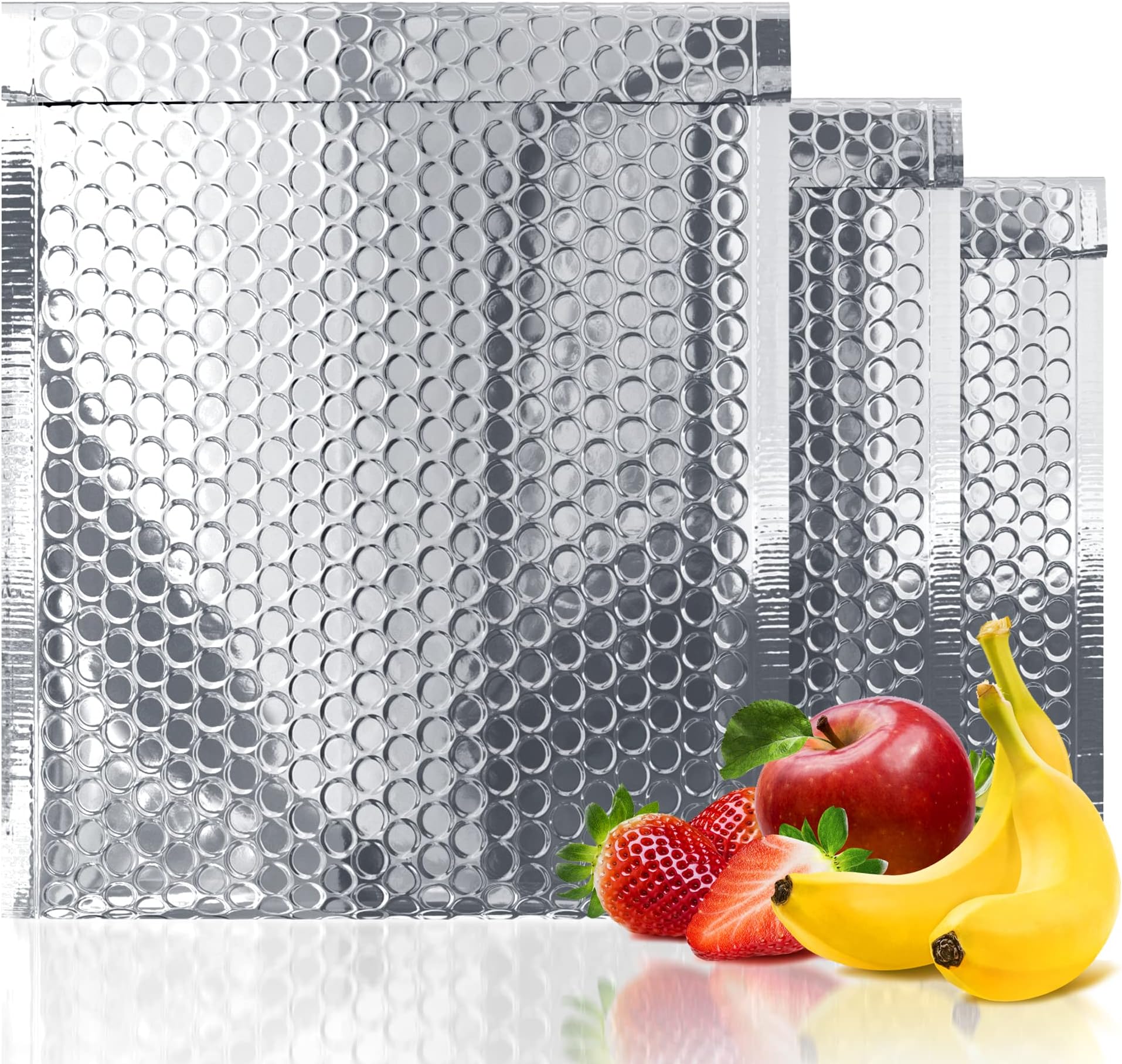 Silver Thermal Bubble Mailer, 10 x 10.5 Inches. 10 Pack Metallic Bubble Mailers. Self-Seal Metallic Bubble Envelope. Waterproof Insulated Shipping Envelopes for Food, Cosmetics