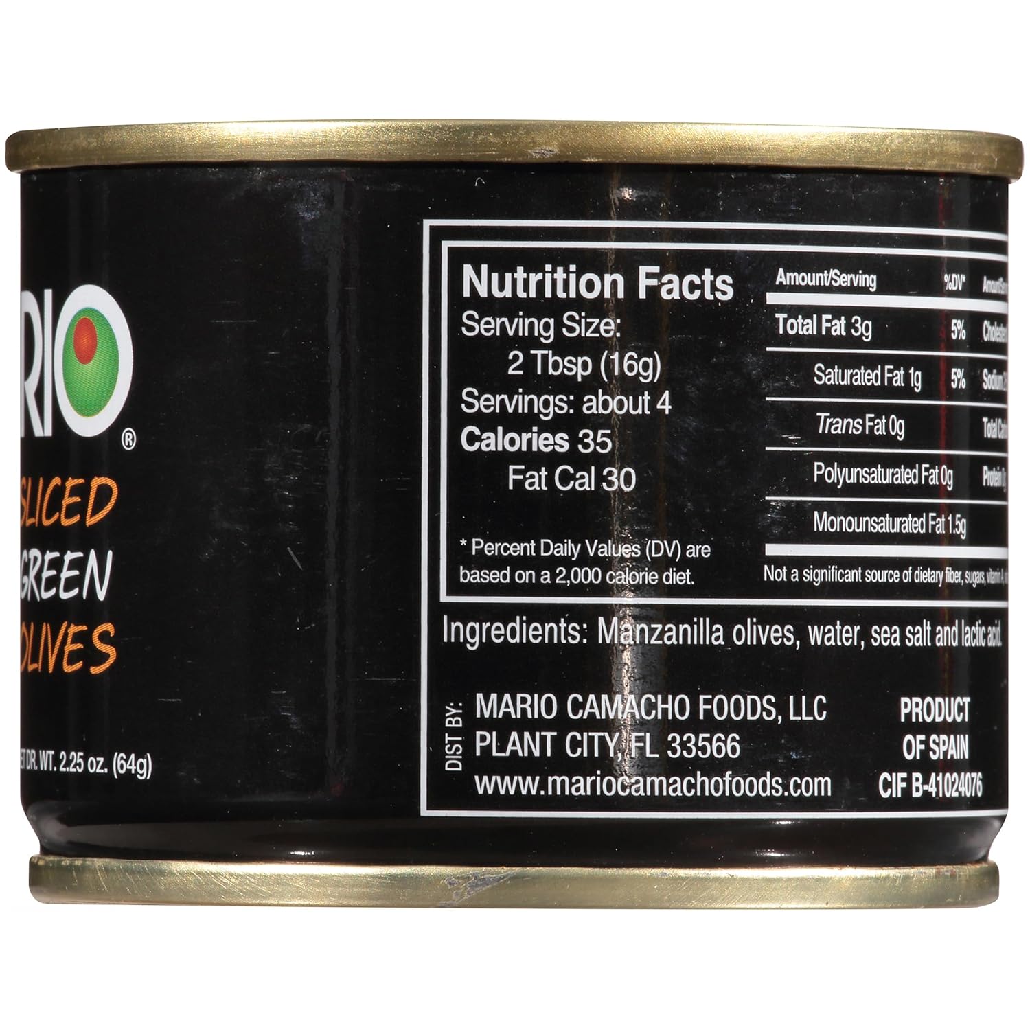 Mario Camacho Foods Sliced Green Olives, 2.25-Ounce Cans (Pack of 12)