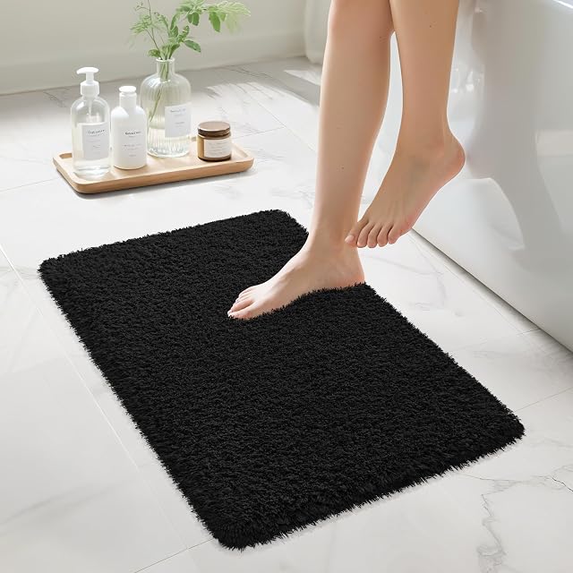 Bathroom Rugs Non Slip 24x16 Absorbent Bath Mats Quick Dry Shaggy Microfiber Bath Rugs Extra Soft Plush Machine