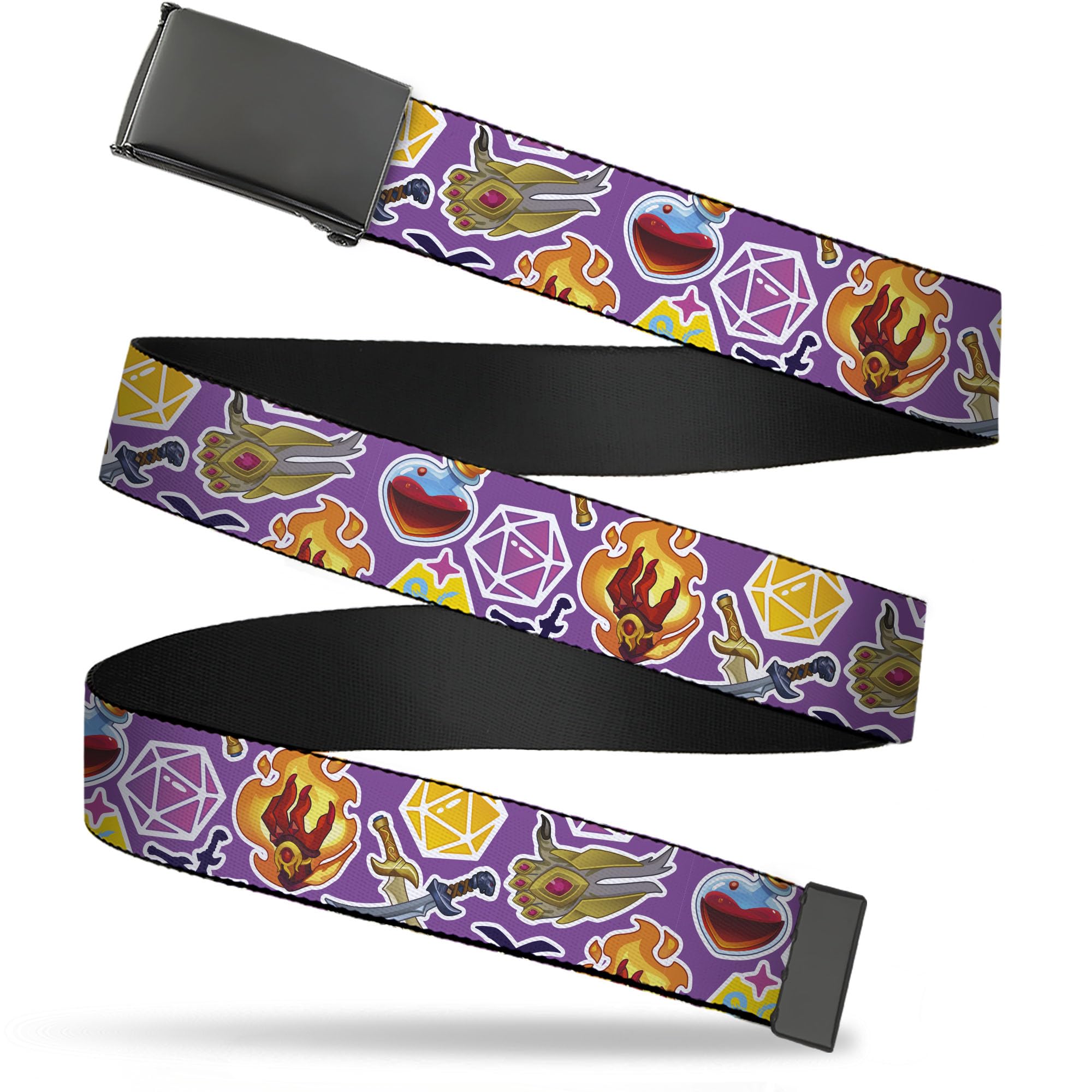 Buckle-Down Dungeons & Dragons Belt, Flip Web Belt Dungeons & Dragons Icons Scattered Purple