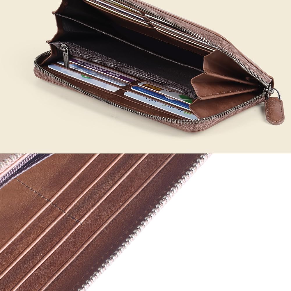 Amazon.com: VISOUL Leather Long Zipper Pouch Wallet for Men