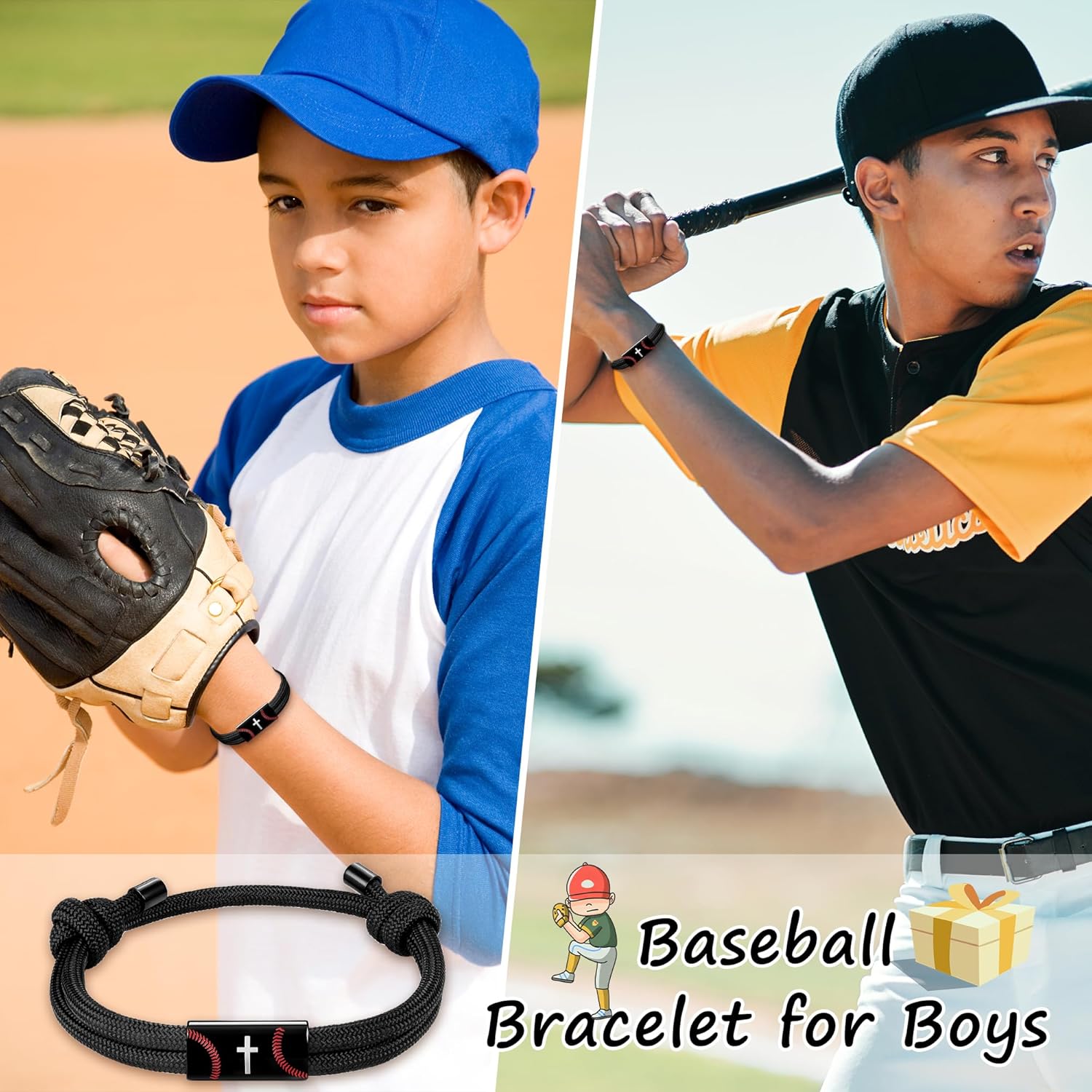Mens Cross Bracelet as Easter Basket Stuffers for Teens, Soccer Baseball Joshua 1 9 Cross Bracelet Basketball Philippians 4:13 Accessories as Boys Easter Gifts for Sons Baptism Confirmation - Image 4