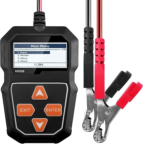 KW208 - Probador de batería de automóvil de 12 V, probador de carga de batería automotriz, prueba de sistema de arranque y carga automática de