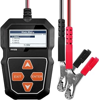 KW208 12V Car Battery Tester, Automotive Battery Load Tester, 100-2000 CCA Auto Cranking & Charging System Test, Display Diagnostic Checker Scan Tool Digital Battery Analyzer for Truck Marine SUV Boat
