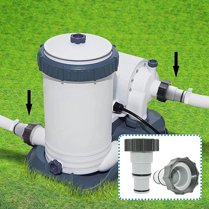 Adaptador de manguera 1.25 a 1.5 pulgadas con collar para piscina miniatura 9