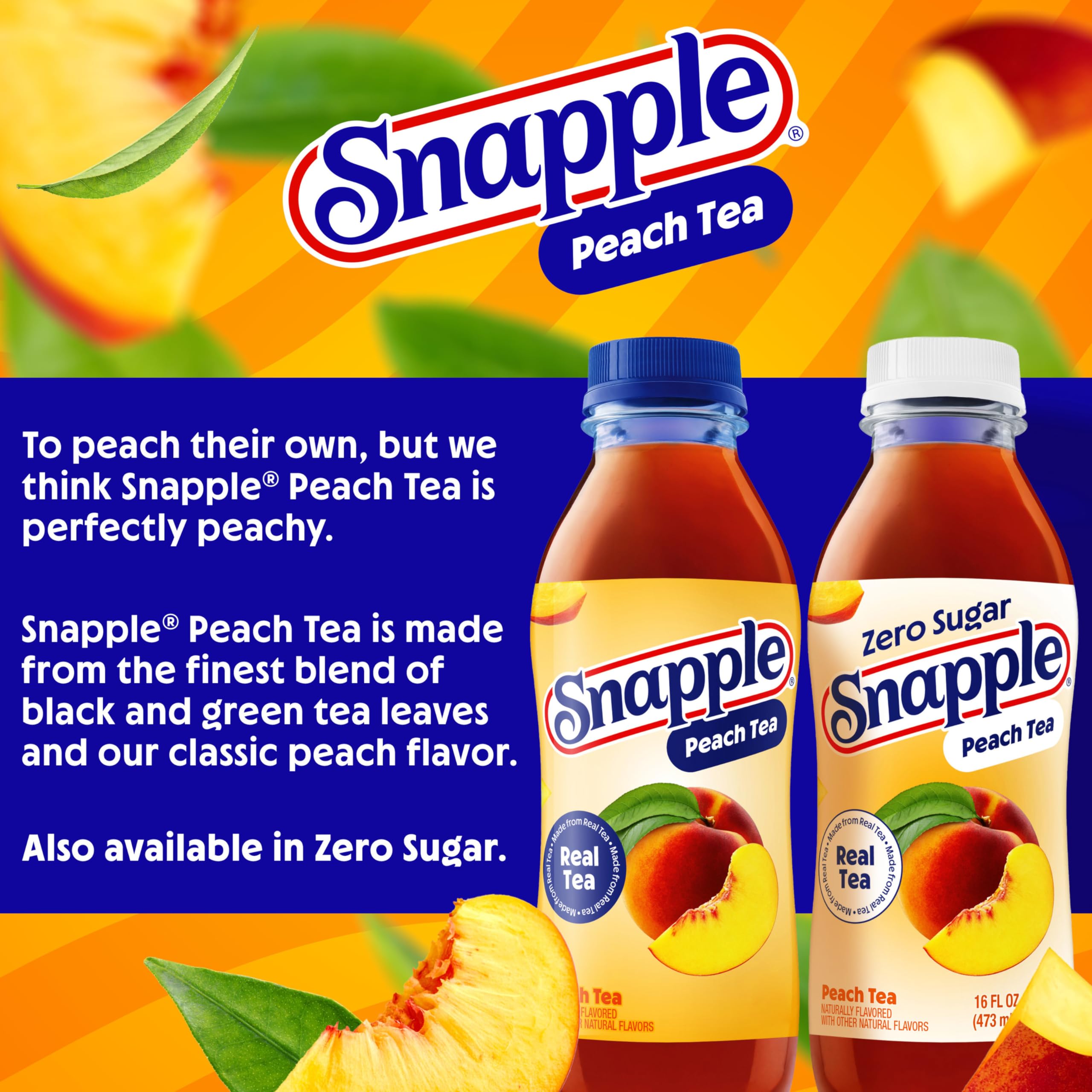 Snapple Peach Tea, 473 ml, Kunststoffflaschen, 6 Stück, 473 ml, 24 Stück