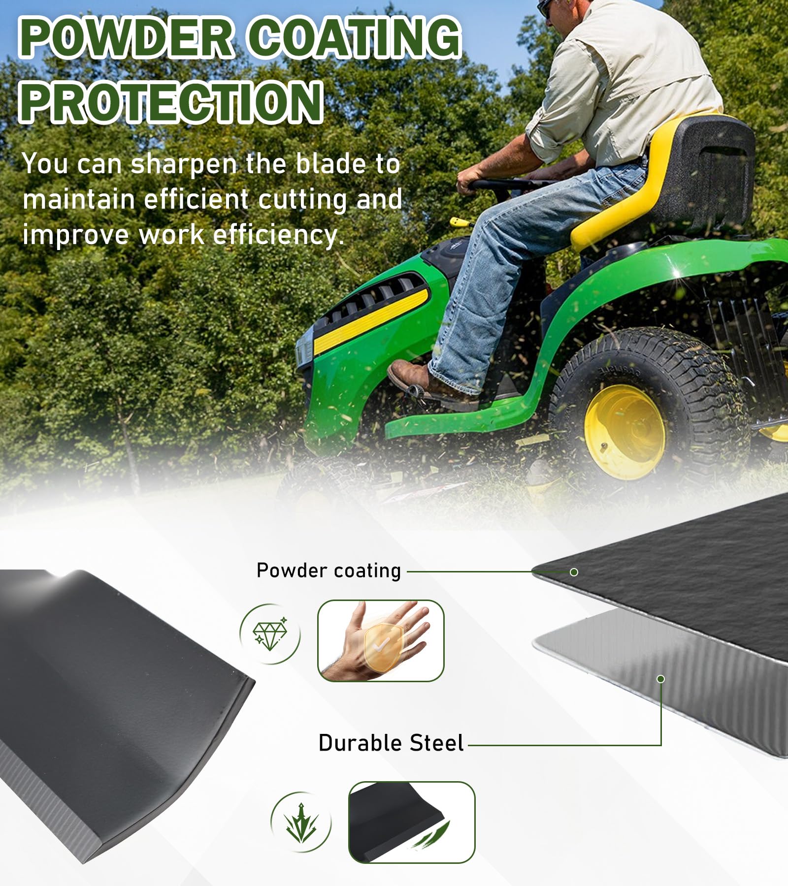 ELITEWILL Juego de 2 cuchillas para cortacéspedes Cut Craftsman, Husqvarna, Poulan sustituye a OEM # 173920, 180054, PP24005, 532180054, color negro