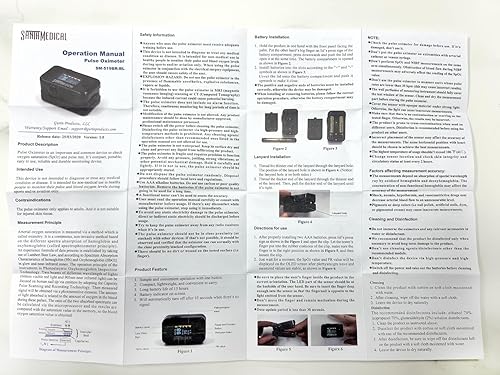 Miniatura 7 de Santamedical Dual Color OLED Pulse Oximeter Fingertip, Blood Oxygen Saturation Monitor (SpO2) with Case, Batteries and Lanyard
