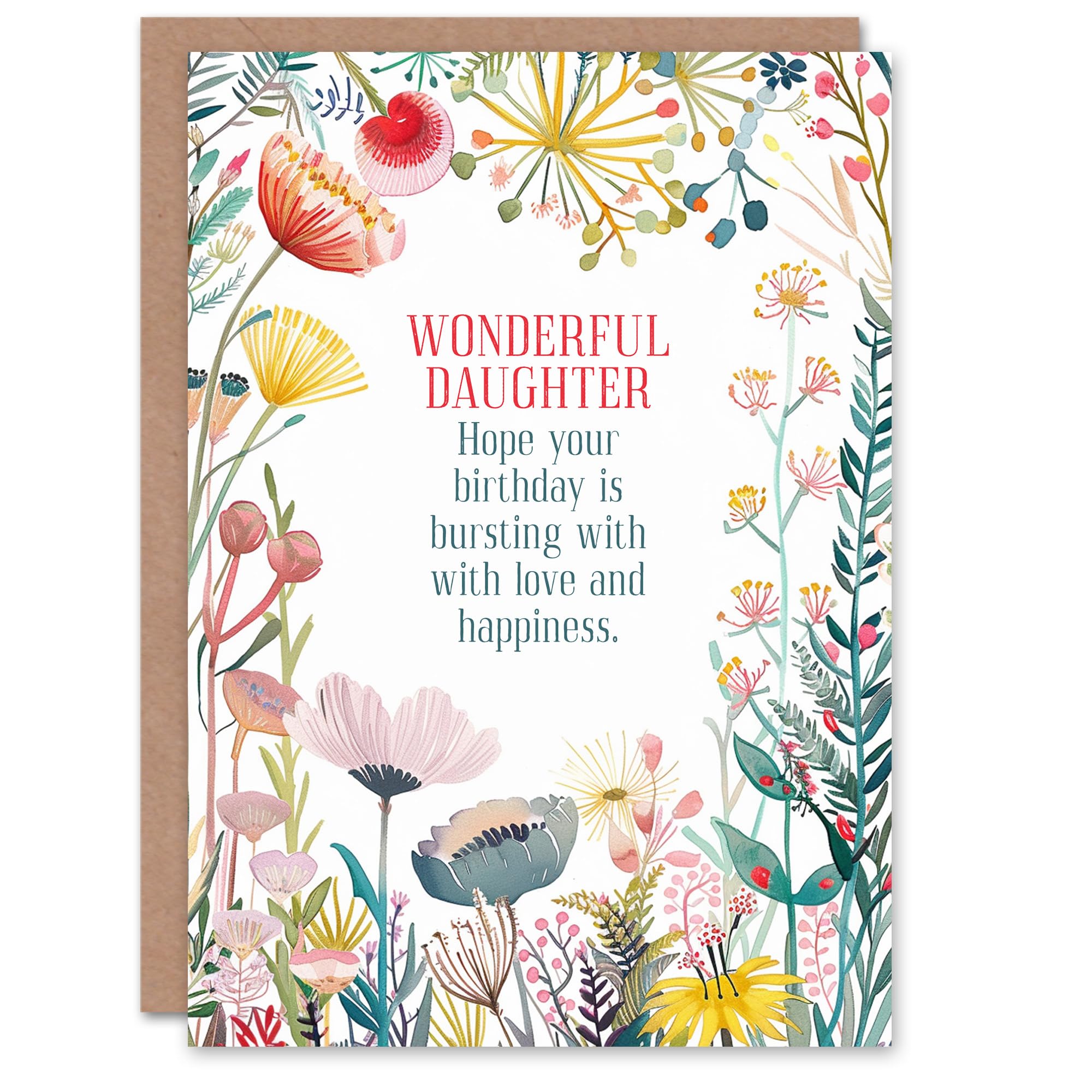 Artery8 Greeting Card Wonderful Daughter Love Happiness Floral Flowers For Her Woman Birthday Card