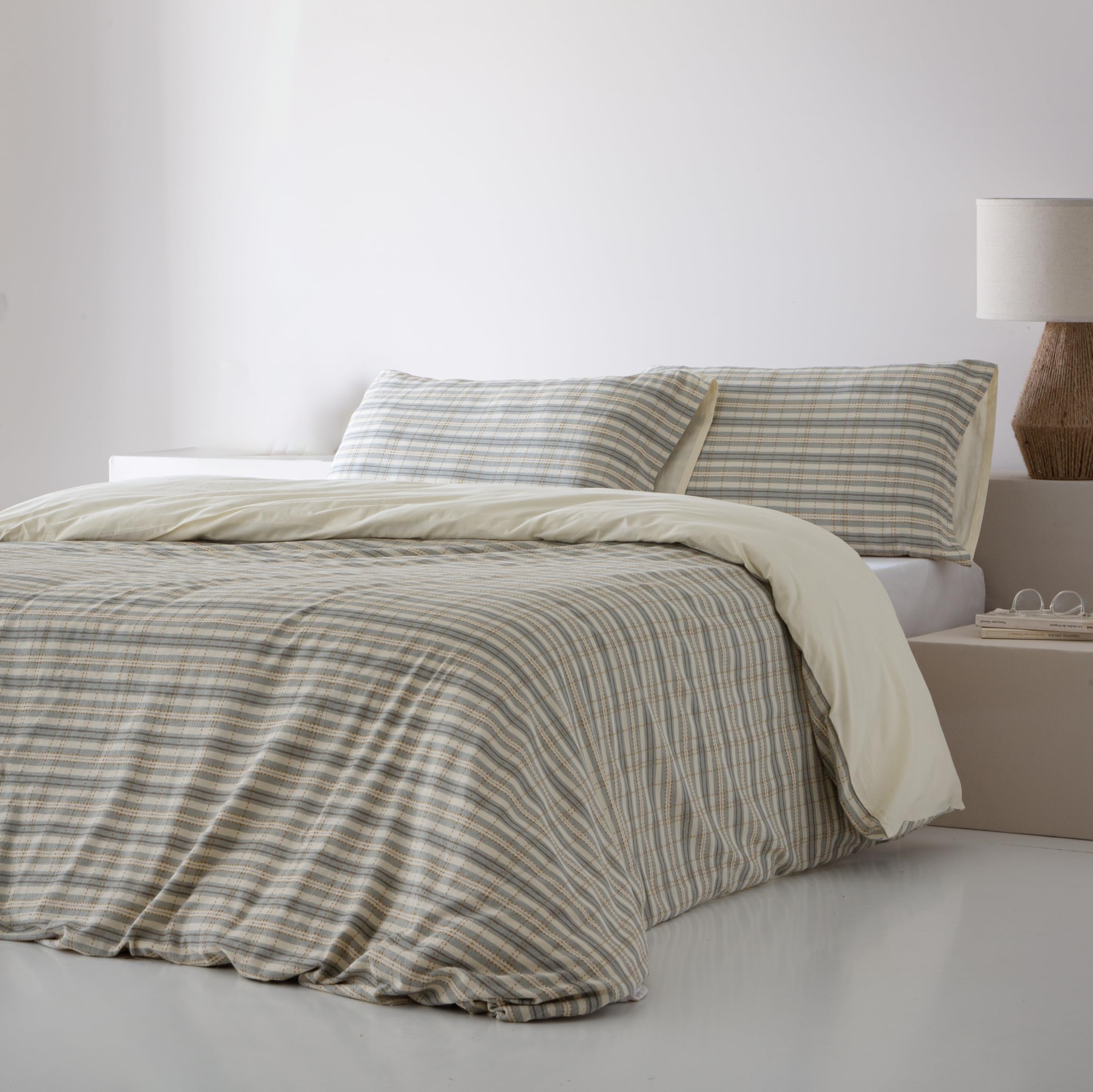 Funda Nórdica De Algodón Satén 100% – 200 Hilos, Reversible, Cierre Botones, Cama 135 (220x220 Cm)
