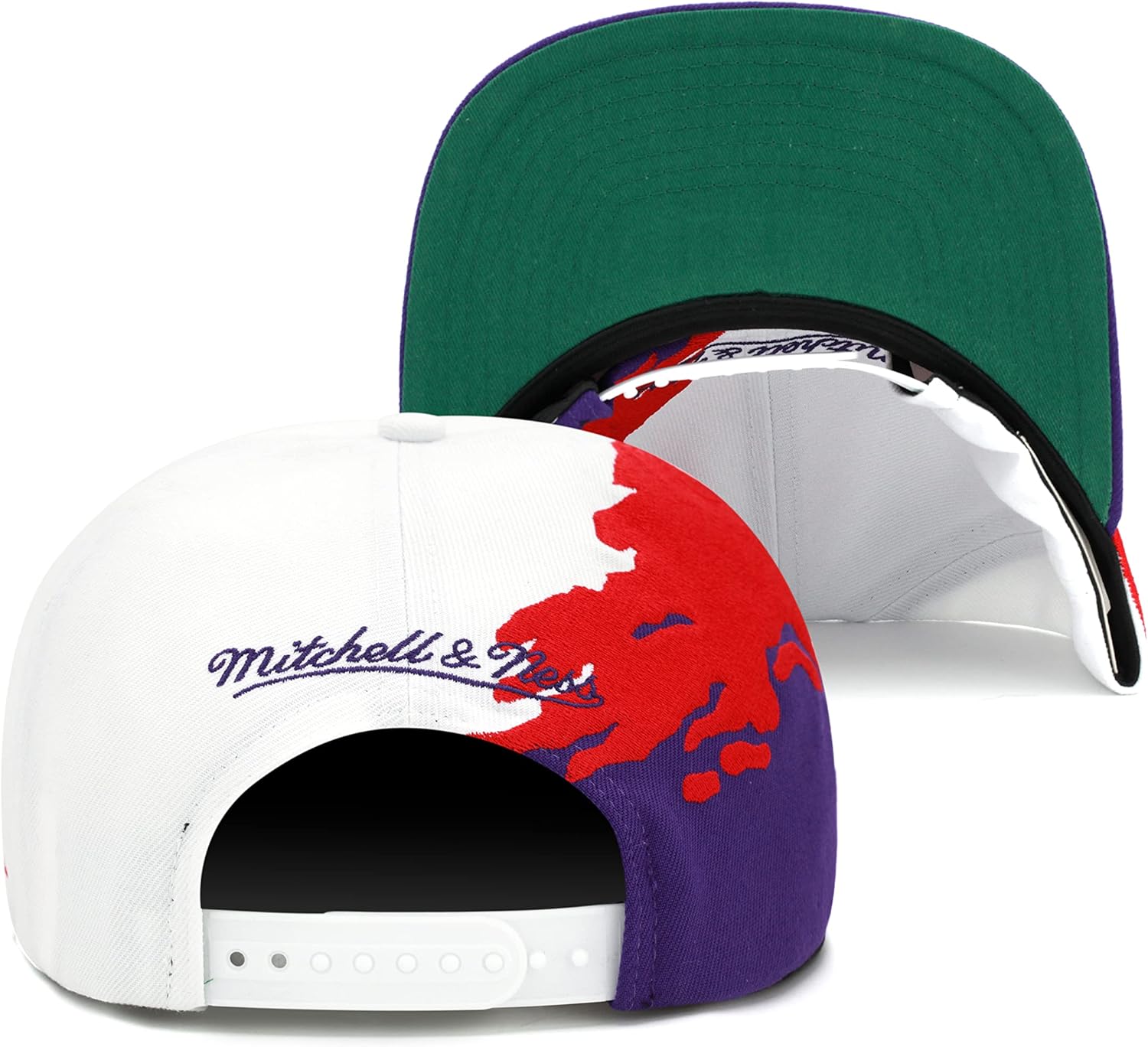 Mitchell & Ness Men's Toronto Raptors Hardwood Classics Paintbrush Snapback Cap, White/Purple
