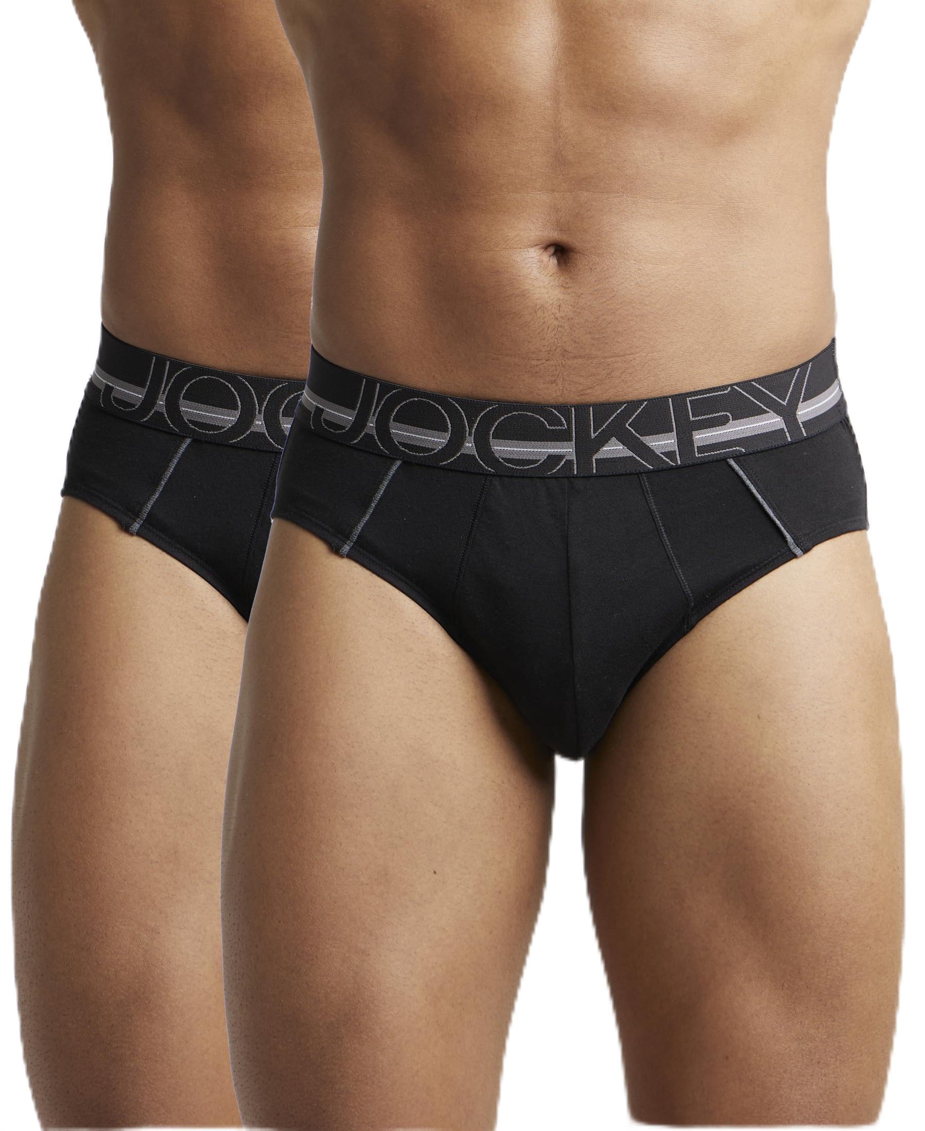 US14 Men's Super Combed Cotton Solid Brief with Ultrasoft Waistband (Pack of 2)