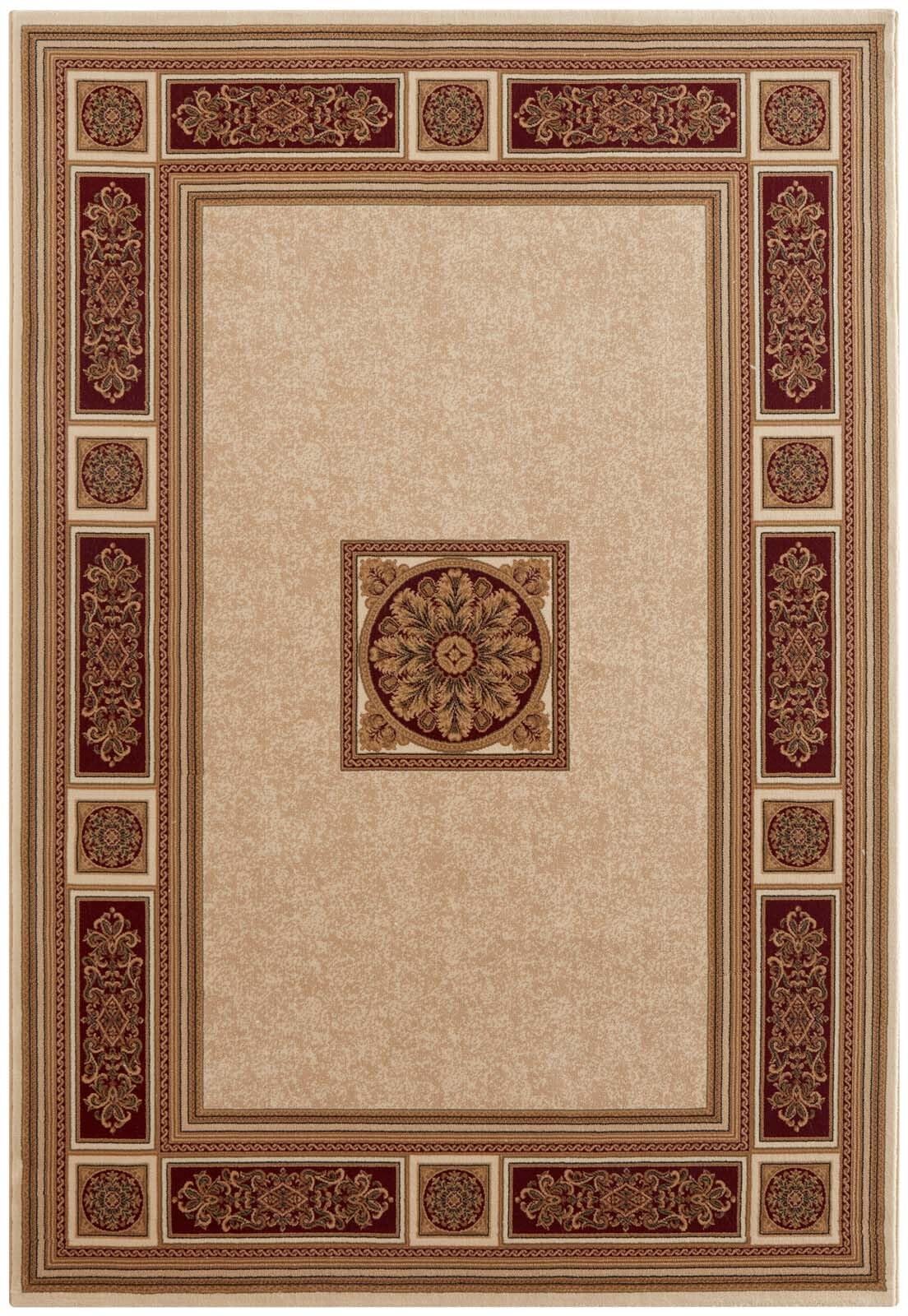 Taracarpet moderner Designer Orient Kurzflor Teppich edle Luxus Qualität im Aubusson Palast Design für Wohnzimmer, Schlafzimmer und Esszimmer Gold-rot 240x340 cm