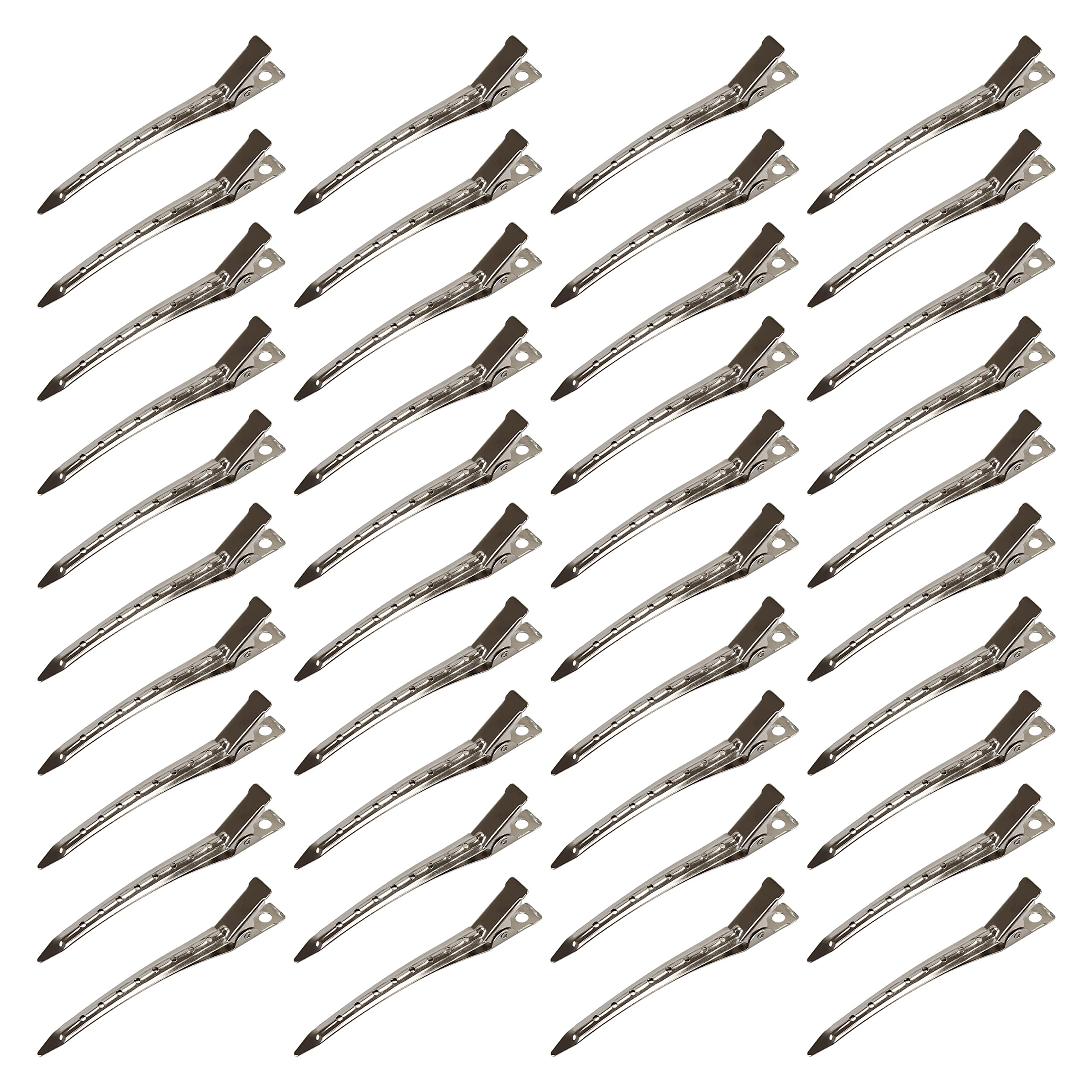 40 Pieces Duck Bill Hair Clips, 3.5 Inch Rustproof Metal Alligator Curl Clips with Holes for Hair Styling, Hair Coloring, Thick Hair Sectioning, Salon, Bows DIY, Silver (40 Pcs, 3.5in Silver)