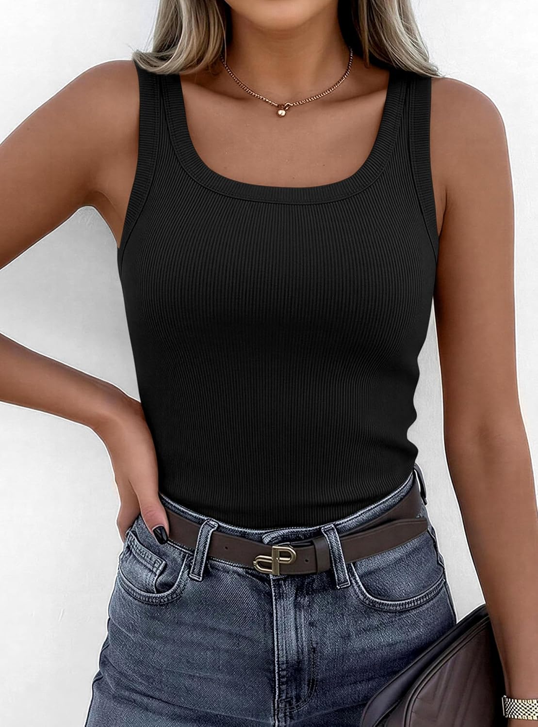 PRETTYGARDEN Tank Tops for Women 2026 Summer Sleeveless Scoop Neck Ribbed Tops Cute Spring Casual Fitted Basic Cami Shirts - Image 8