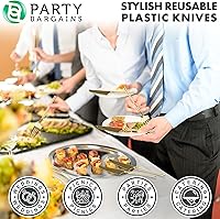 Vista 189 de Party Bargains Disposable Plastic Black Gold Cutlery Set, Infinity Modern Design Utensils, 40 Pack: 16 Forks, 8 Knives, 16 Spoons