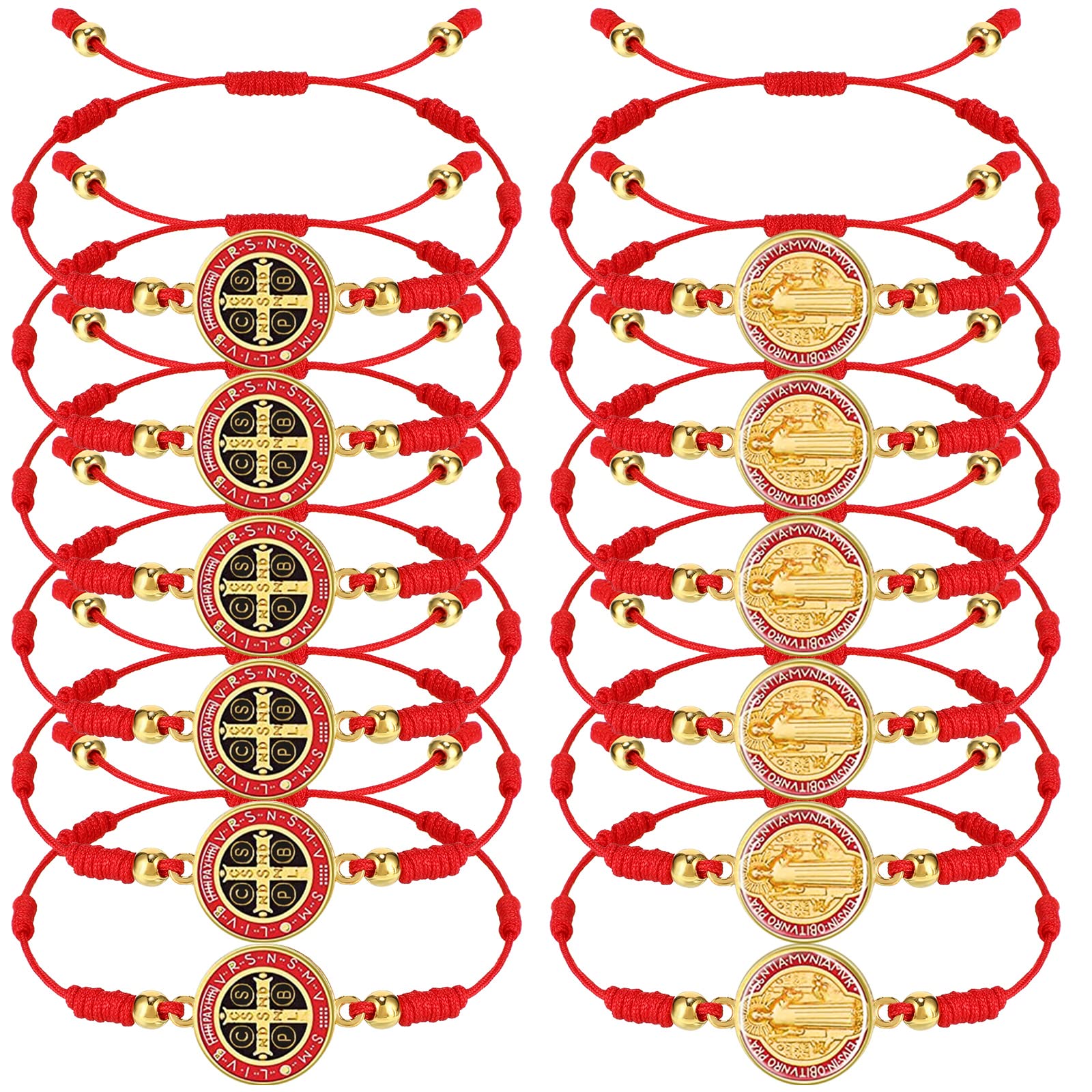 Fumete12 Pieces 7 Knot Catholic String Bracelets Recuerdos De Confirmacion Catolica Adjustable Rosary Bracelet for Women Men