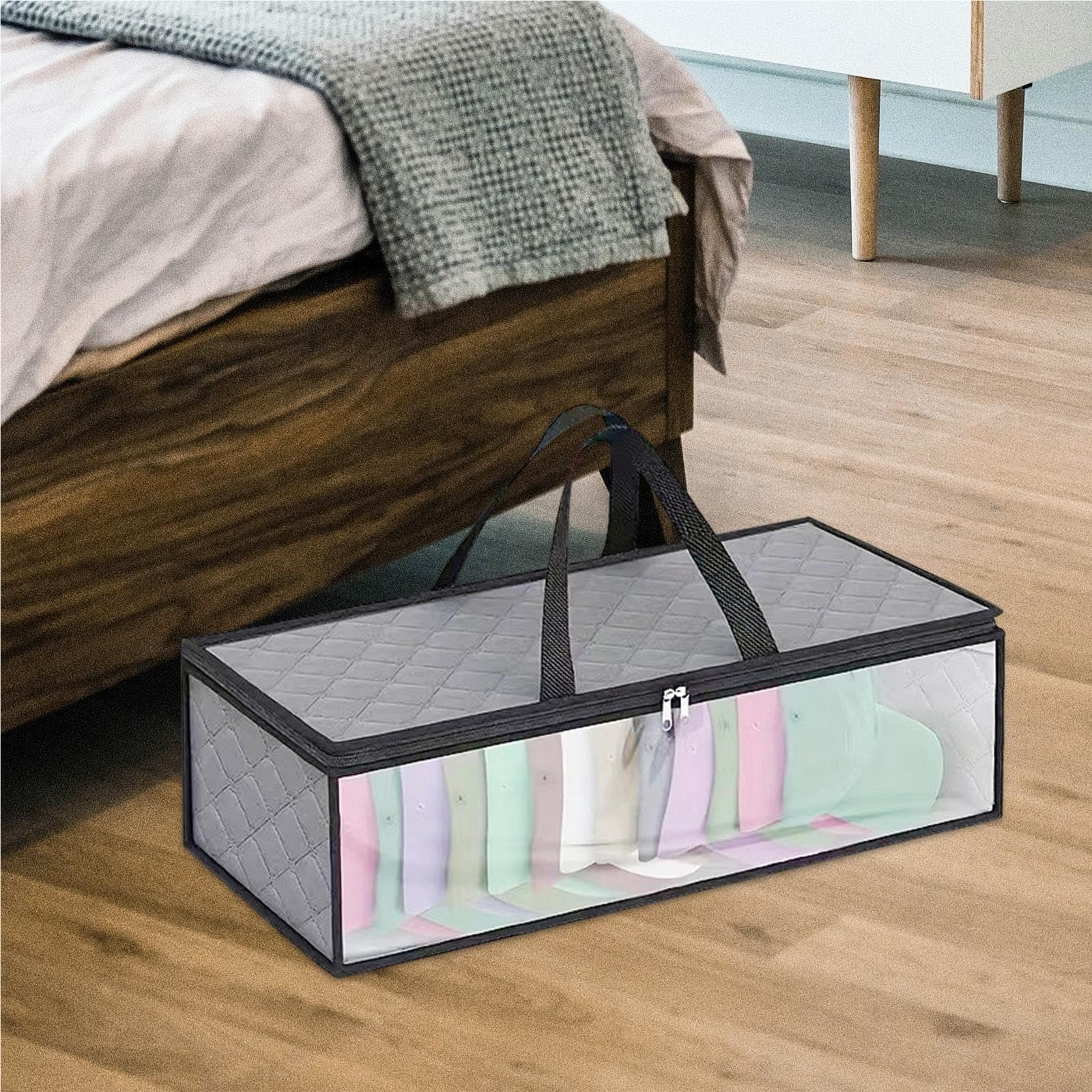 Caja de almacenamiento for sombreros, bolsa for gorra béisbol, contenedor ropa, organizador for juguetes, almohadas, sombrero Para Sombrero(Grey)