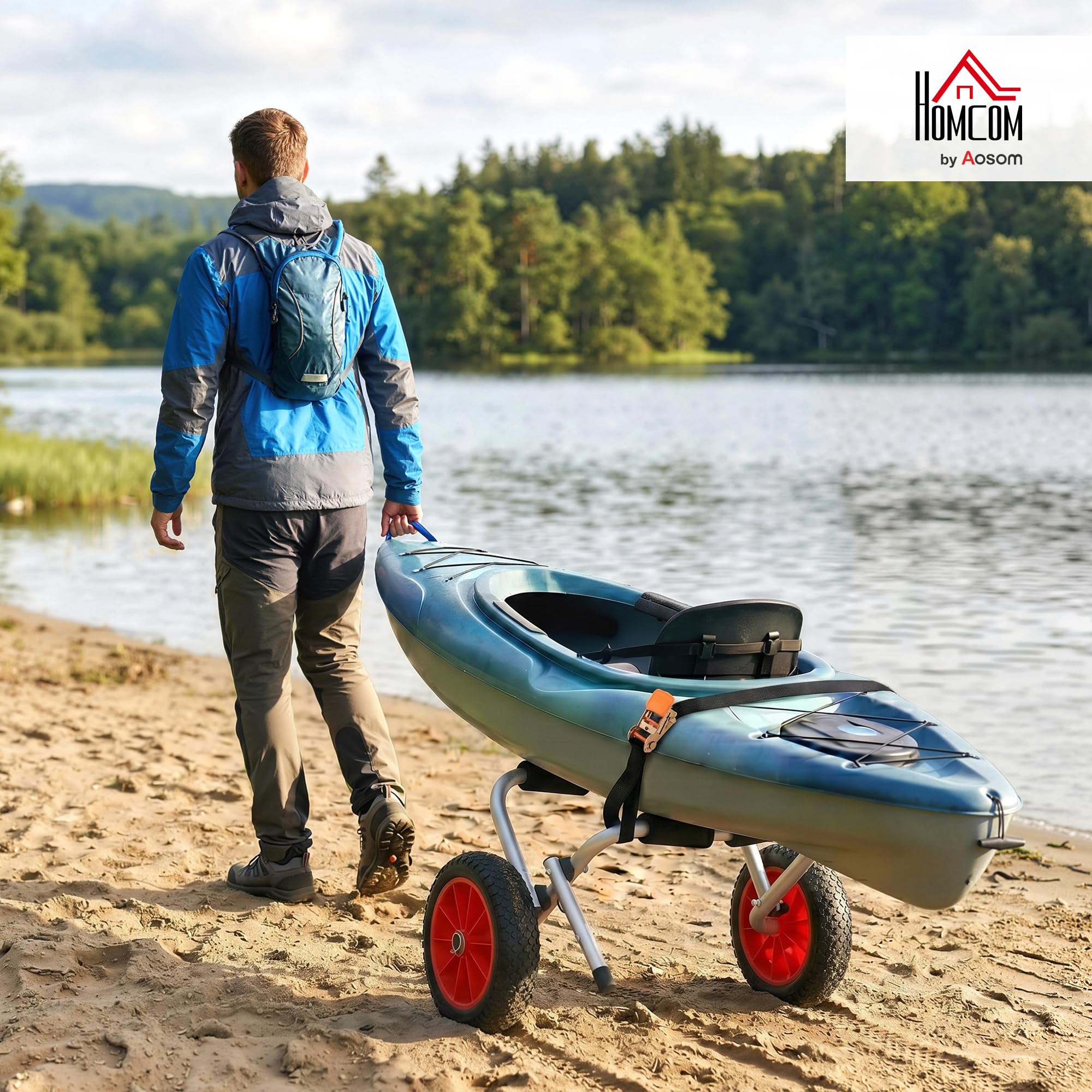 HOMCOM Plegable Carro de Transporte Kayak Carrier 70kg Aluminio 62x35x30 cm