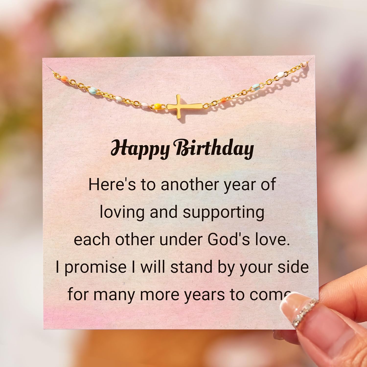 STORYJEWELLERY Cross Bracelet for Women, Gold Plated Charm Bracelets, Blue Beaded Chain Faith Bracelet, Christian Jewelry for Women, Religious Gifts, Confirmation and Bapstism Gifts - Image 8