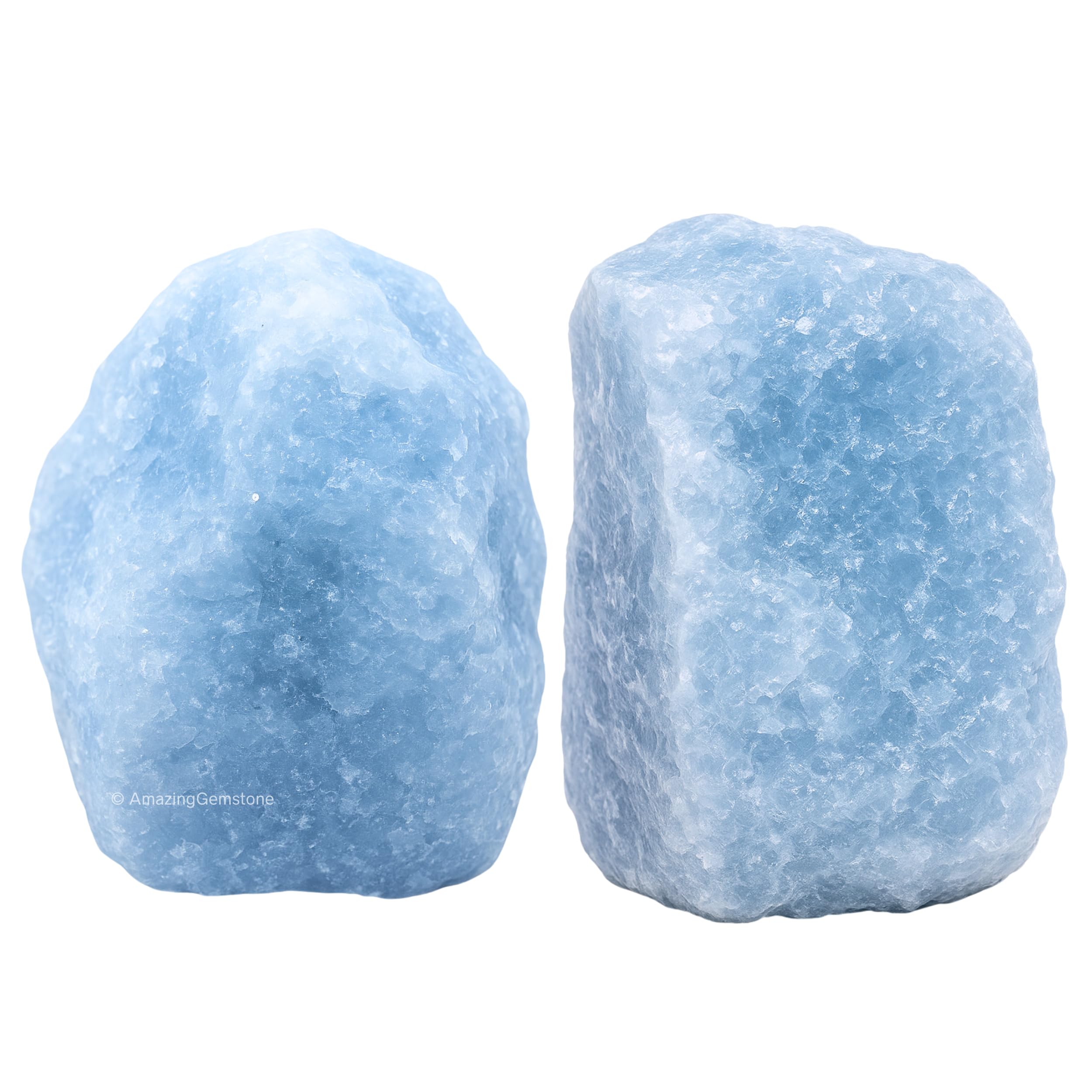 Blue Calcite Crystals and Healing Stones, 2 Piece Raw | Certified Healing Crystal Rough Rocks For Tumbling and DIY Projects Gifts - Positive Energy, Chakra Healing, Meditation