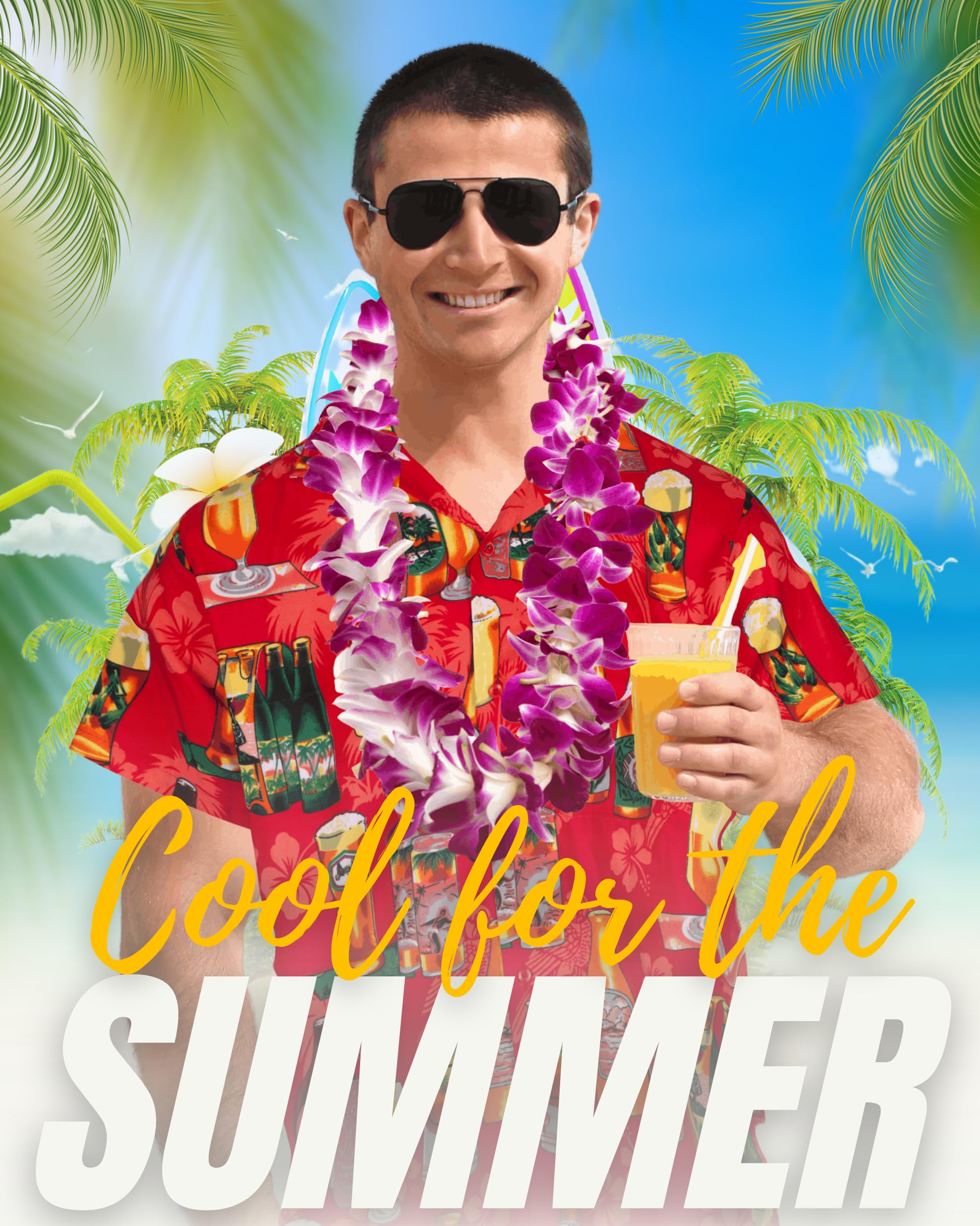 REDSTAR Men’s Hawaiian Shirt Short Sleeve Button-Down Funny Beer Print Casual Party Shirt for Summer, Lightweight Comfortable Fit, Ideal for Holidays, Beach Wear and Festivals
