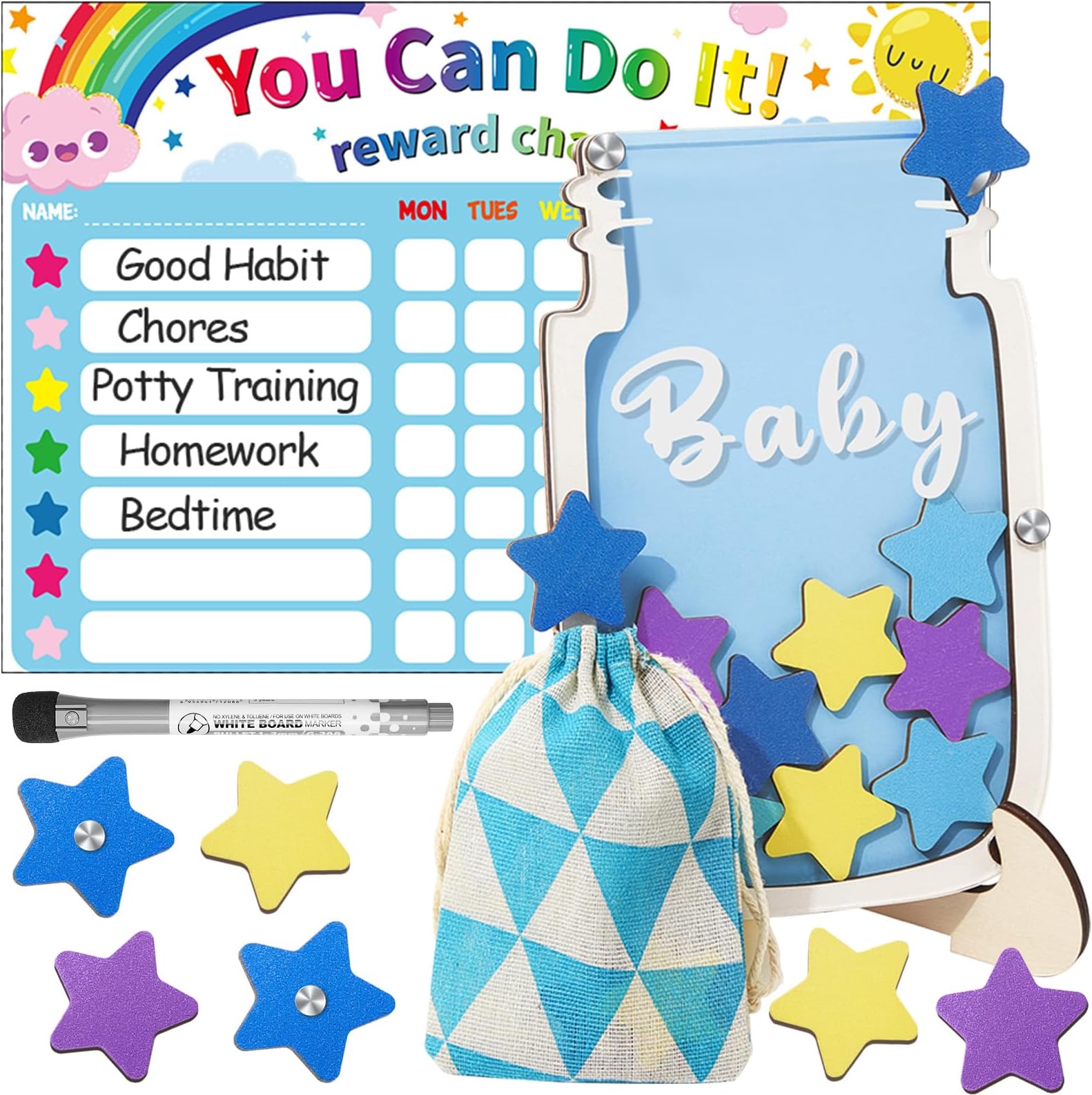 25 Pieces Magnetic Reward Jar Star Jar Chore Chart Kids | Desertcart KUWAIT