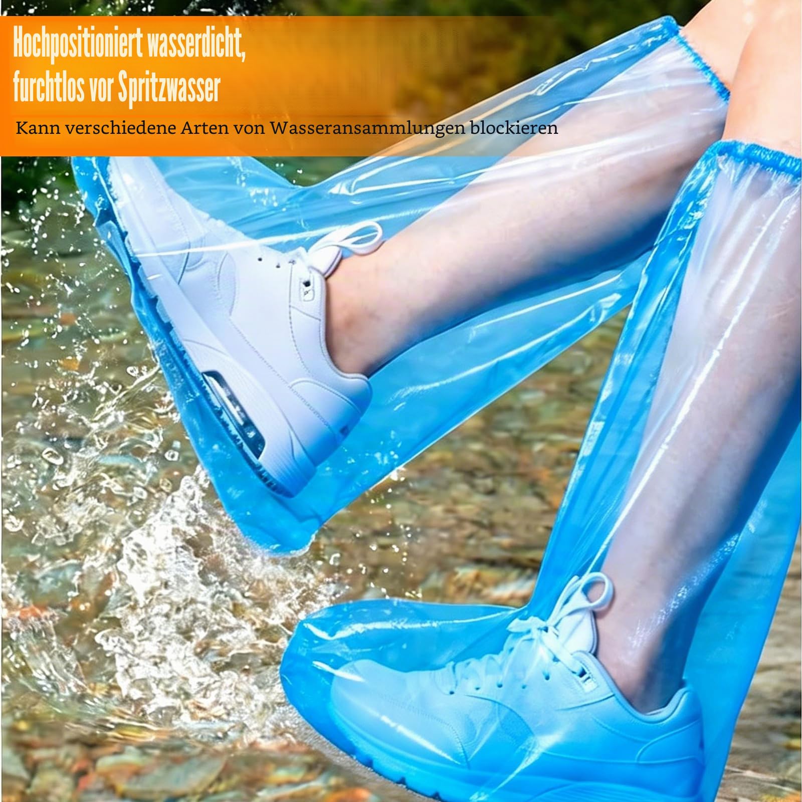40 Stück Schuhüberzieher Einweg, Wasserdichter Schuhüberzieher Mit Gummizug, Überschuhe Einweg Rutschfest, PE Regenhülsen Für Outdoor, Camping, Reisen, Blau, 38x50cm