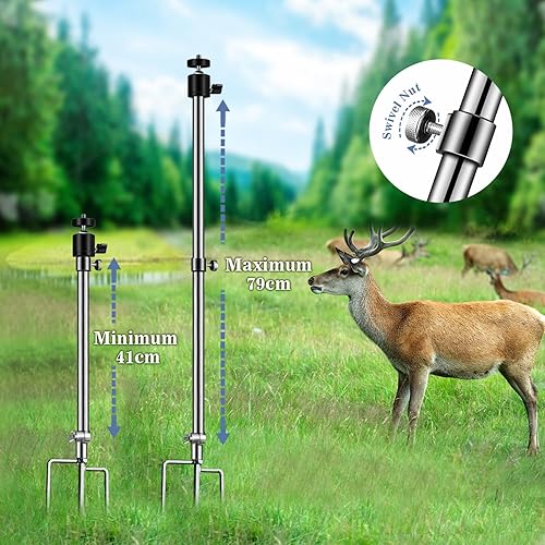 Miniatura 5 de Stedan 1 soporte para cámara de juegos y senderos, soporte grueso plegable de acero inoxidable, conexión de rosca universal ajustable de 360, 14 a