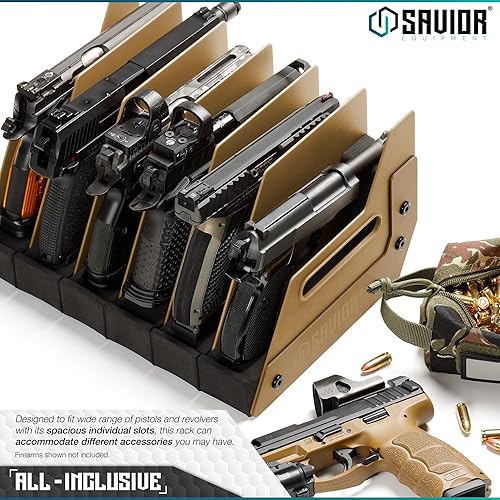 Miniatura 3 de Savior Equipment - Exhibidor para pistola, revólver, arma de fuego, para 4 a 8 de la mayoría de pistolas de cañón largo, espuma acolchada para