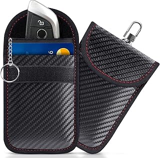 Faraday Pouch for Car Keys, Faraday Bag, Car RFID Signal Blocking Pouch, Black Key Fob Signal Blocker, Car RFID Blocking Anti Theft Remote Entry Smart Fobs Protection (2 Pack)