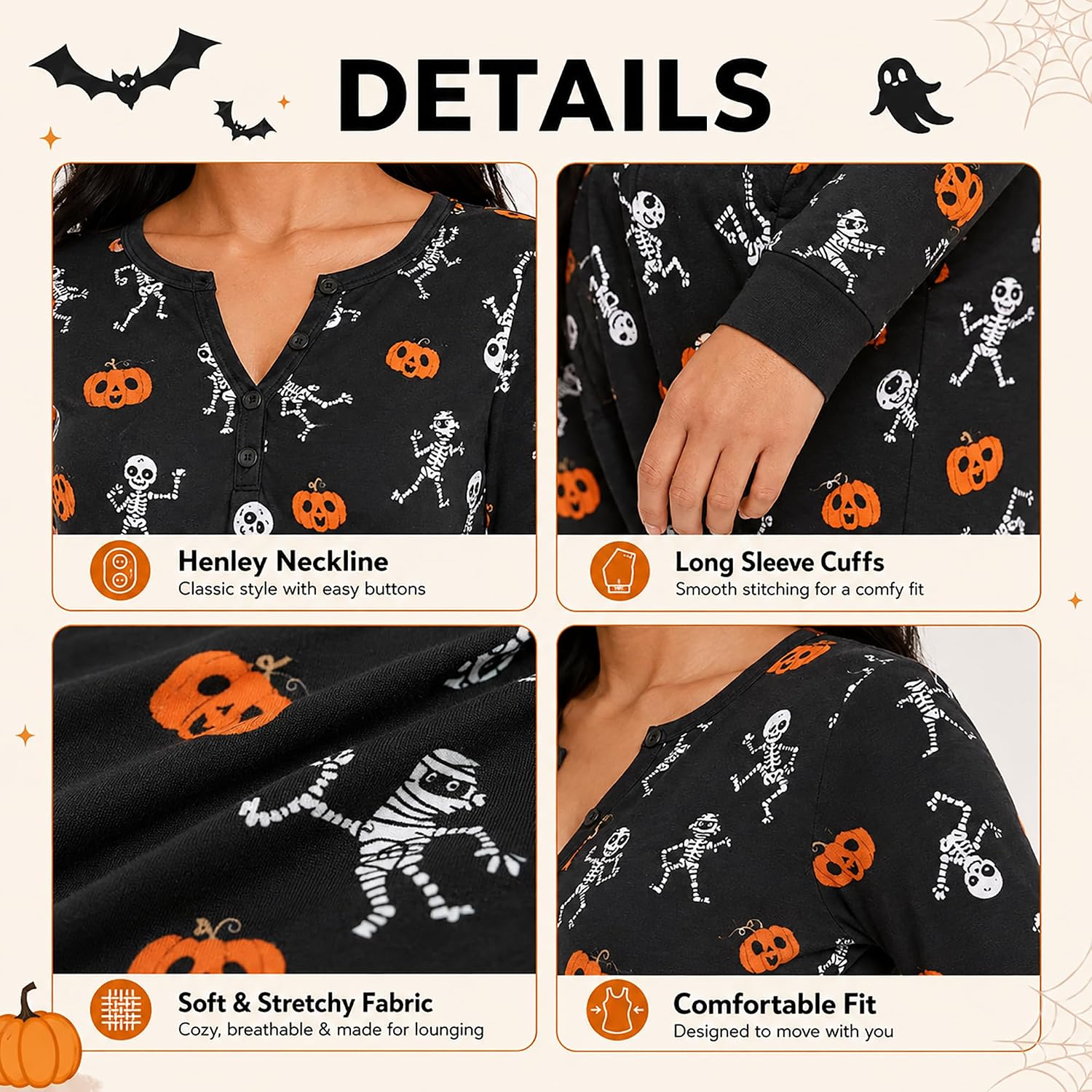 nezababycos Halloween Sexy Onesie Pajamas for Women, One Piece Long Sleeve Bodycon Romper Jumpsuit Pumpkin Sleepwear
