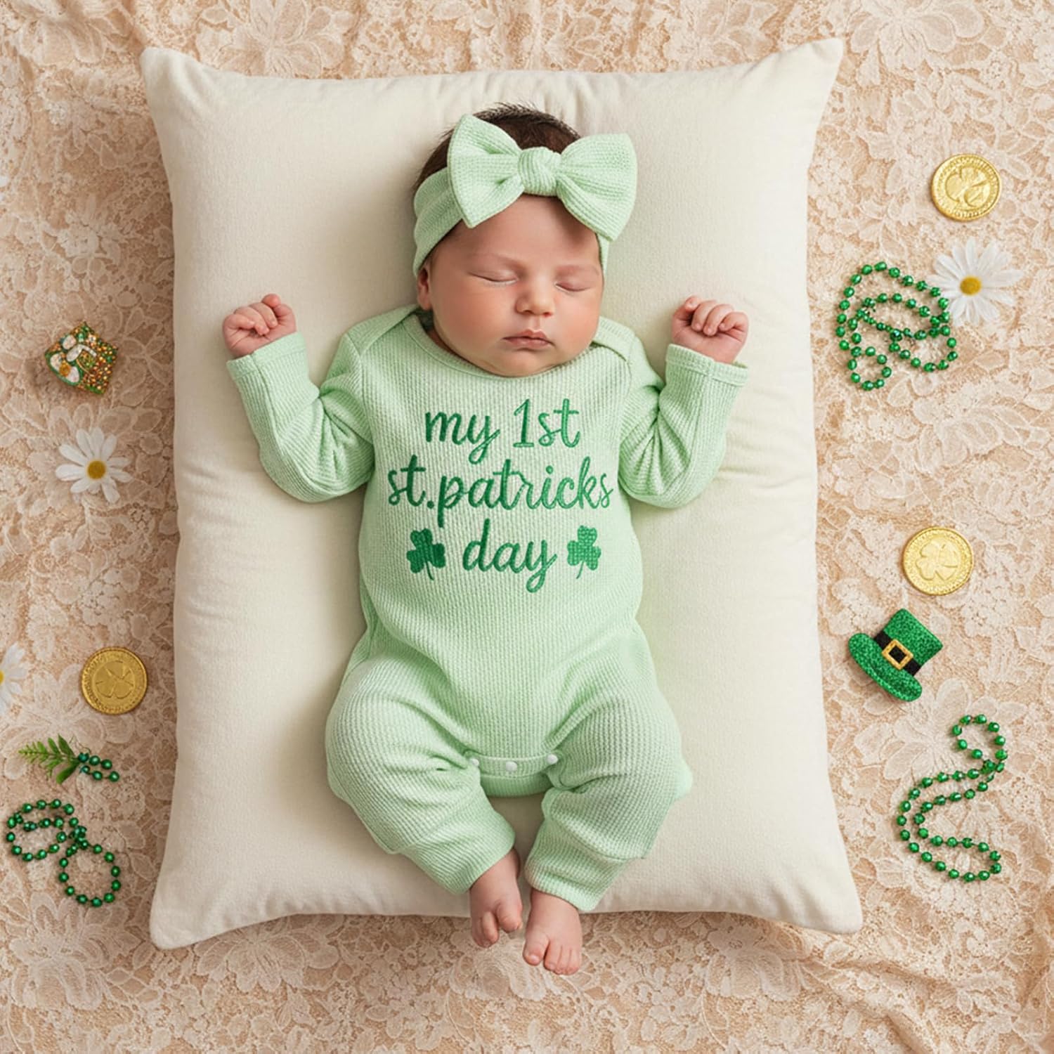 Ledy Champswiin Newborn Baby Girl Valentine Clothes Infant Heart Print Romper Jumpsuit One Piece Outfit - Image 2