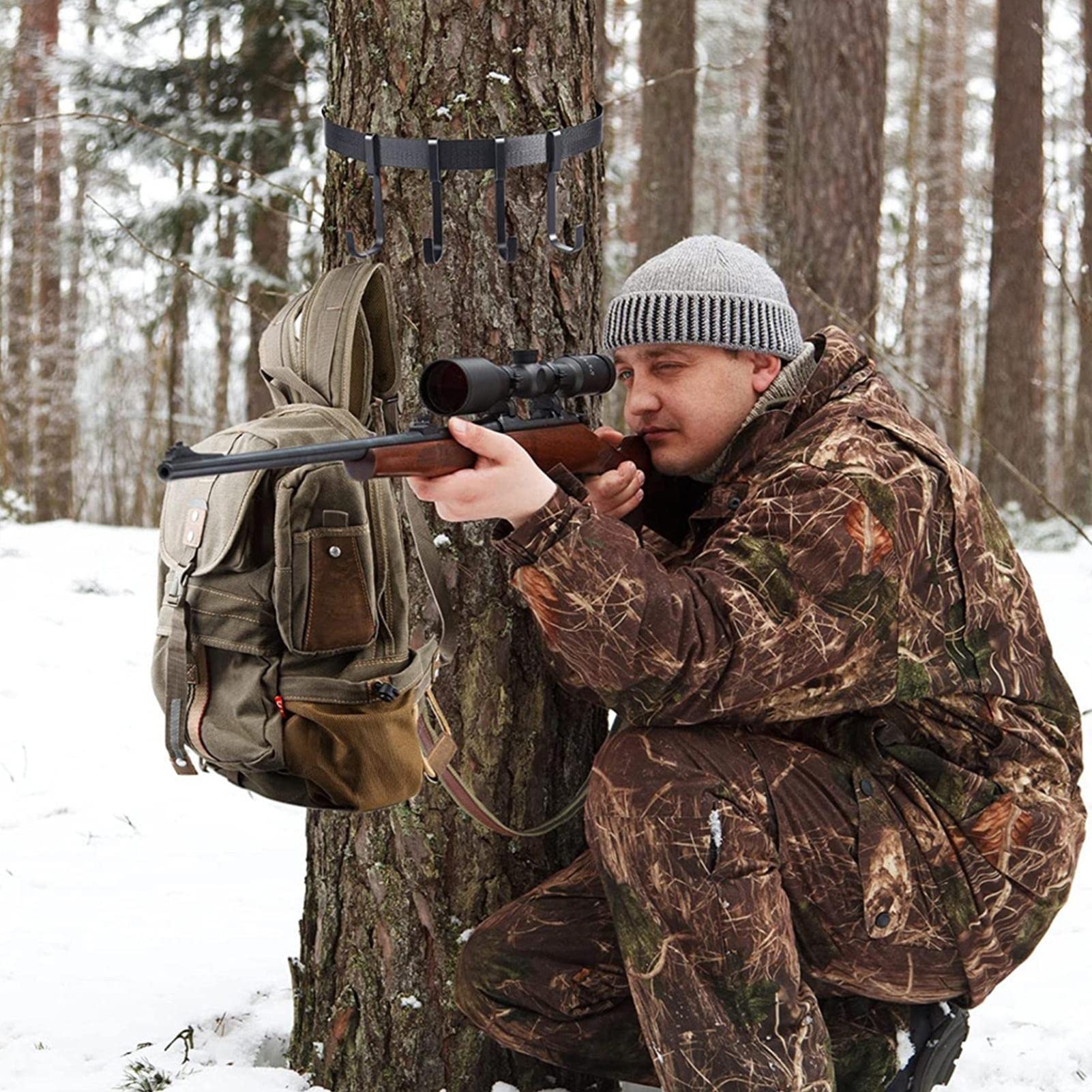 astound Treestand Strap Gear - Percha para accesorios con varios ganchos, soporte para accesorios con múltiples ganchos para equipos de caza, arco, carnero, sillín, binoculares, accesorios de caza