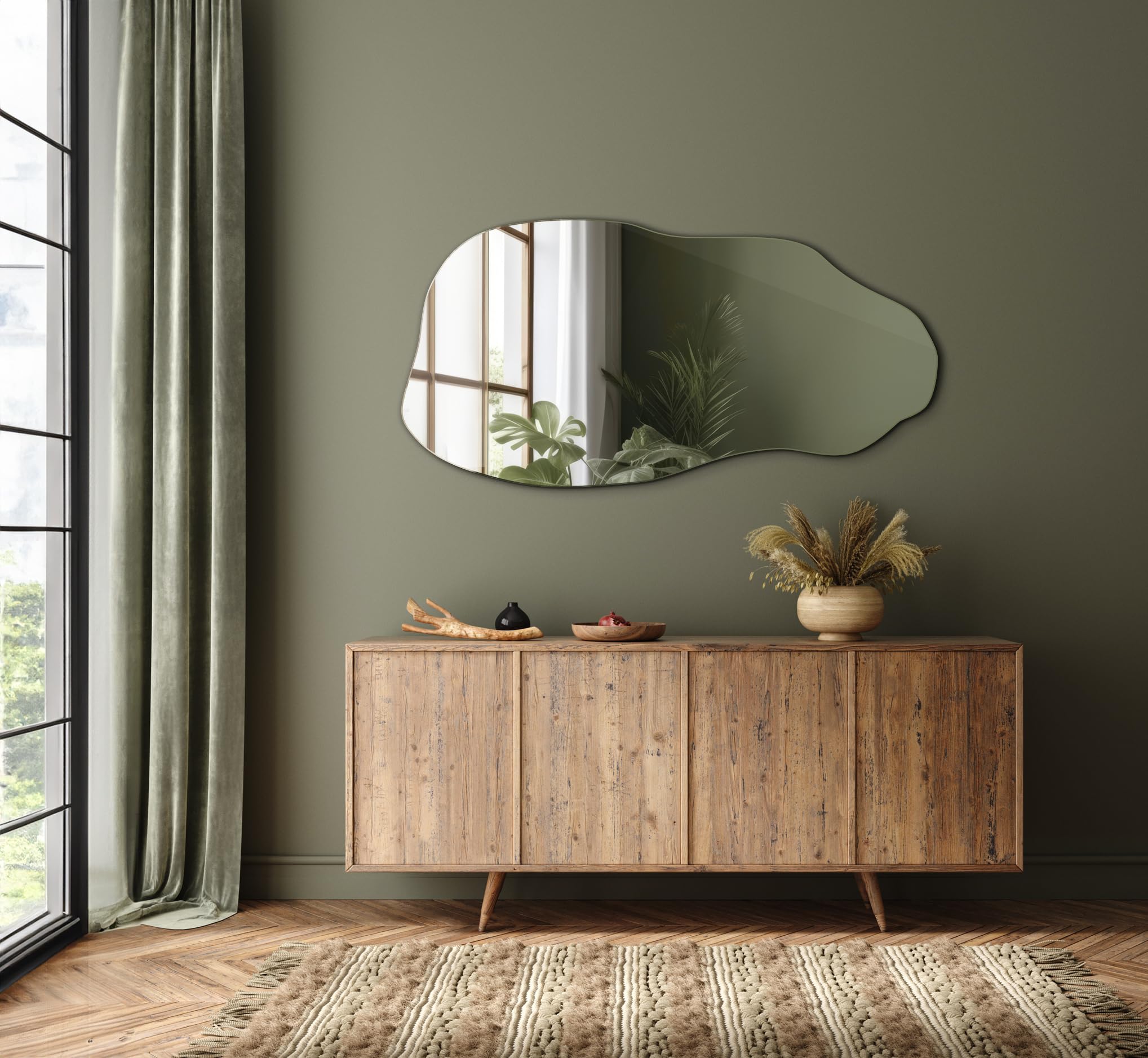 Tulup Specchio 50x100 cm Irregolare Grande Premium Decorativo Macchia per Bagno Verticale Camera da Letto Corridoio