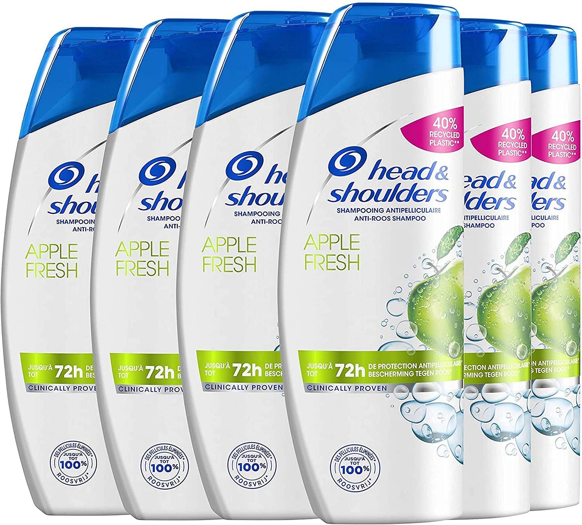 Head & Shoulders, Apple Fresh Shampoing Antipelliculaire, Nettoie et Hydrate les Cheveux et le Cuir chevelu, Lot de 6x285 ml