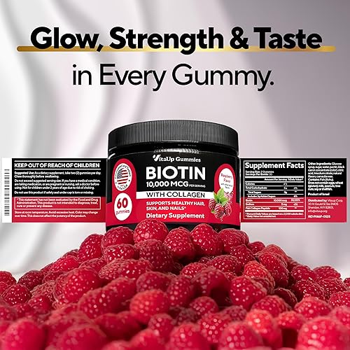 Miniatura 8 de Gomitas de Biotina 10000mcg para Mujeres y Hombres - Gomitas Extra Fuertes para Cabello, Piel y Uñas con Colágeno - Suplemento Natural de Gomitas de