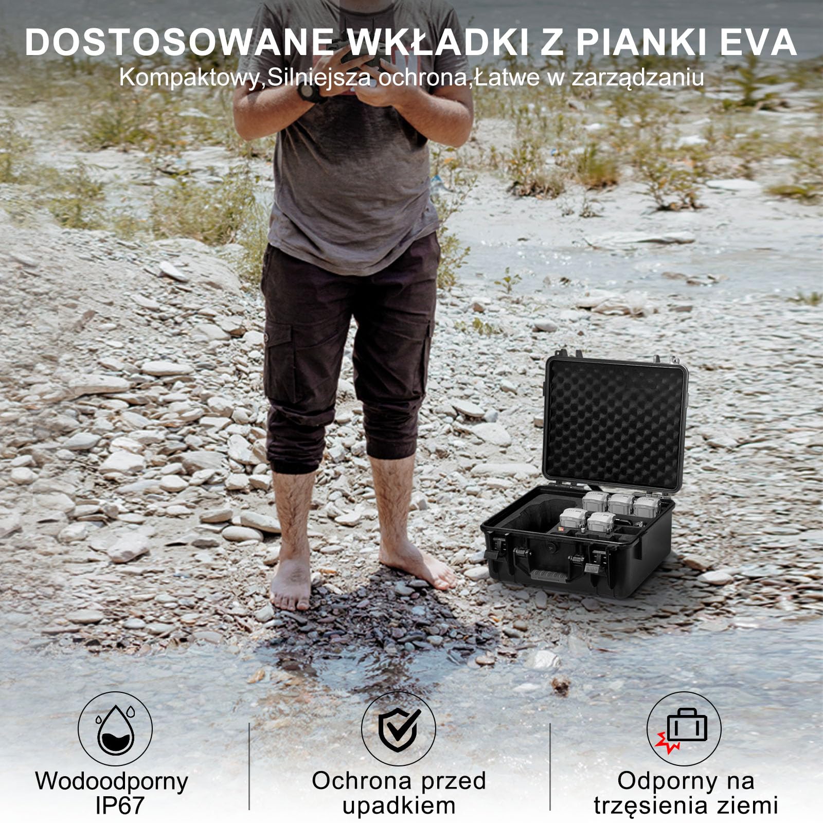 Lekufee Wodoodporna torba na drona do DJI Air 3S/Air 3 Fly More Combo,DJI RC N3/N2/RC 2/ Zdalny kontroler i akcesoria (Tylko etui)