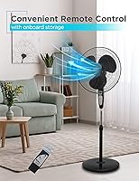 Vista 2 de BLACK+DECKER Ventilador de pie de 18 pulgadas con base de pedestal, ventilador de pedestal ajustable en altura con control remoto y panel de control